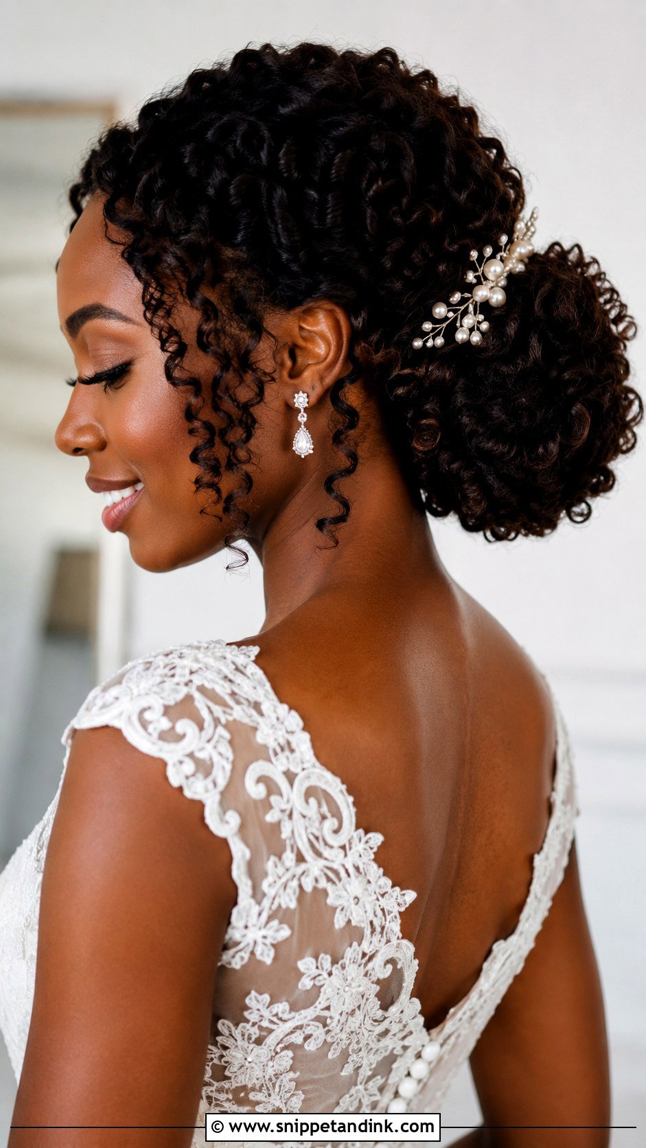 Soft Bun Wedding Hair For Curly Hair - Snippet and Ink - 15 Soft Bun Wedding Hair Ideas