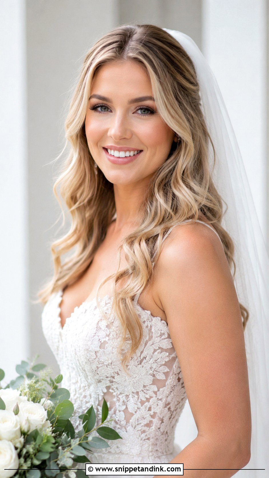 Soft Cascading Waves - Snippet and Ink - 30 Wedding Hair Ideas