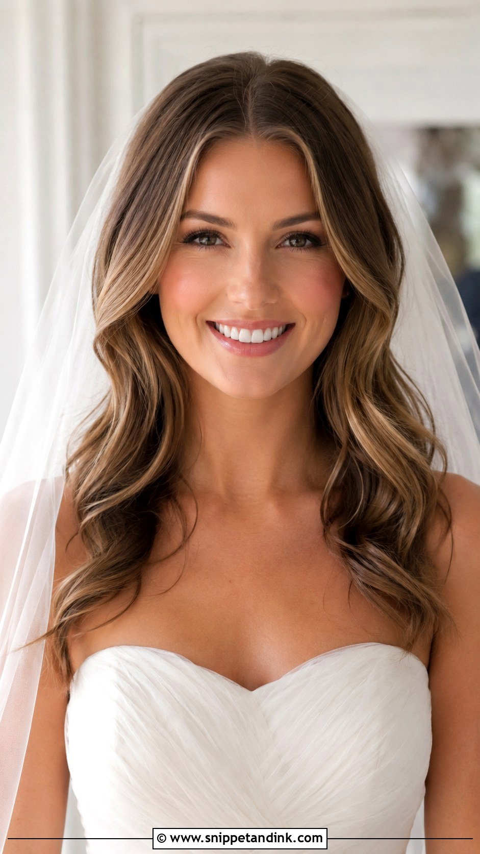 Soft Cascading Waves With Center Part - Snippet and Ink - 20 Bridal Hairstyles Front Look