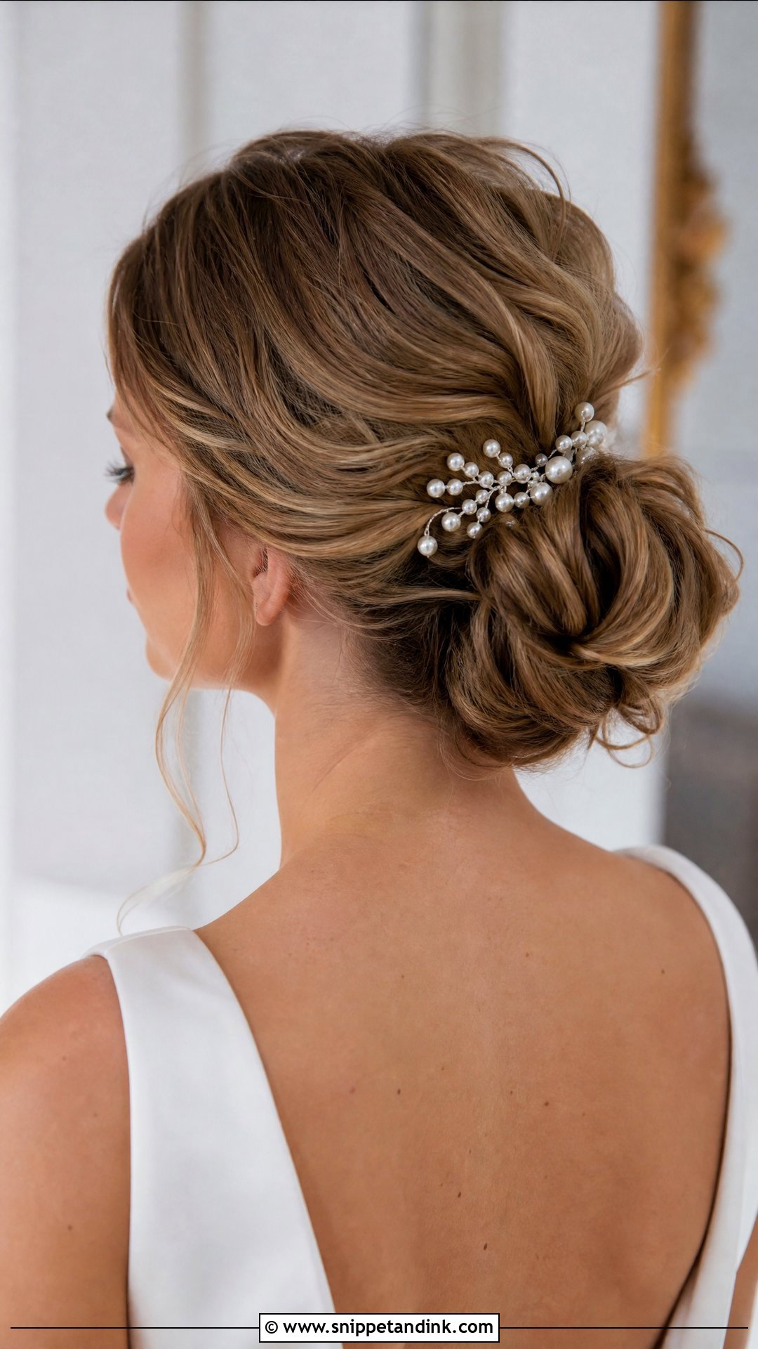 Soft Chignon With Pearl Comb - Snippet and Ink - 20 Pearl Wedding Hairstyles