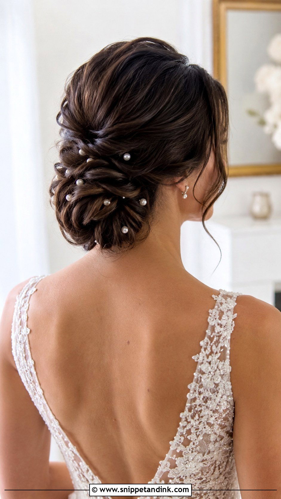 Soft Chignon With Pearl Pins - Snippet and Ink - 25 Hair Styles for Weddings