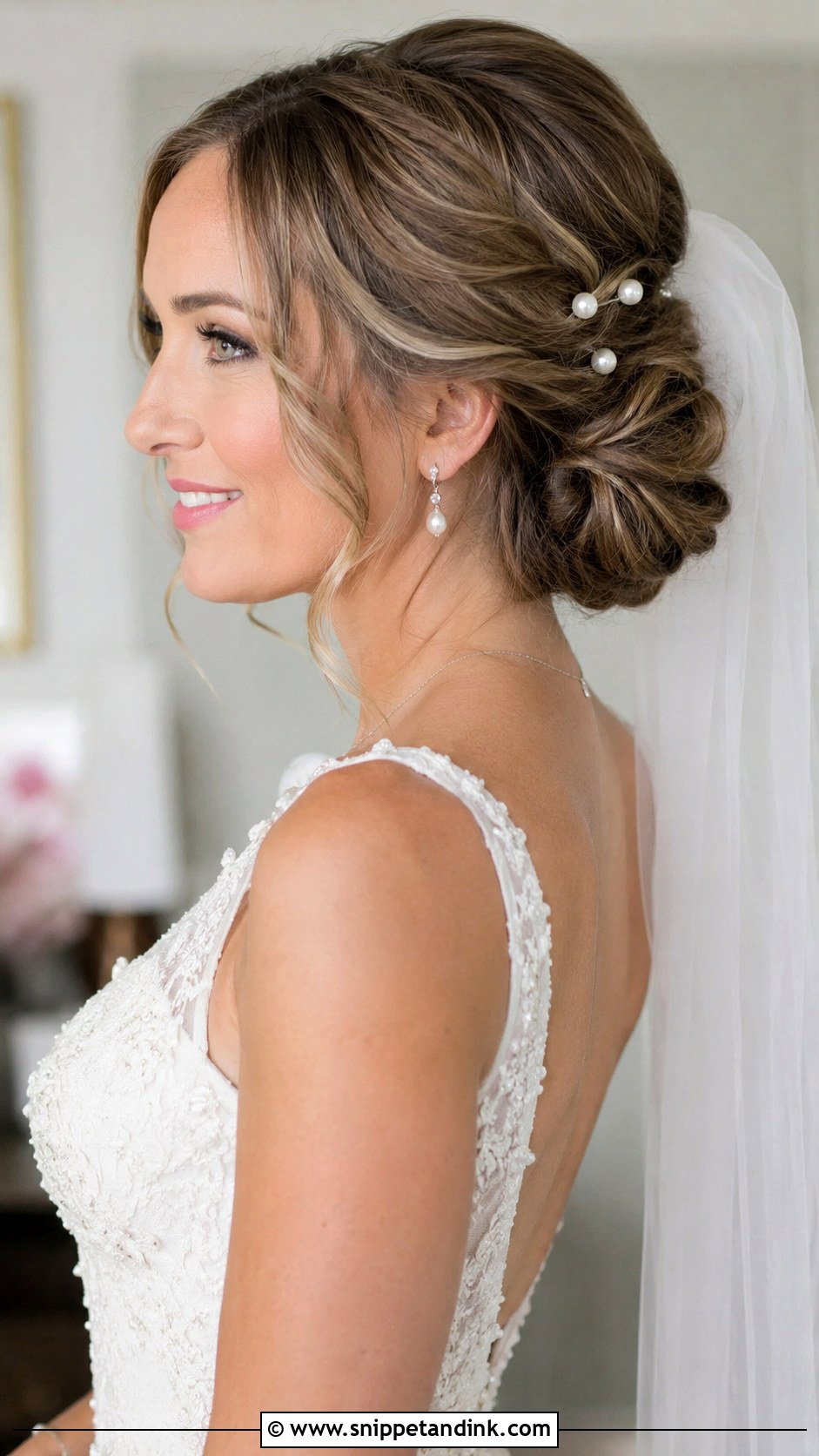 Soft Chignon With Side Curls - Snippet and Ink - 20 50s Wedding Hair Ideas
