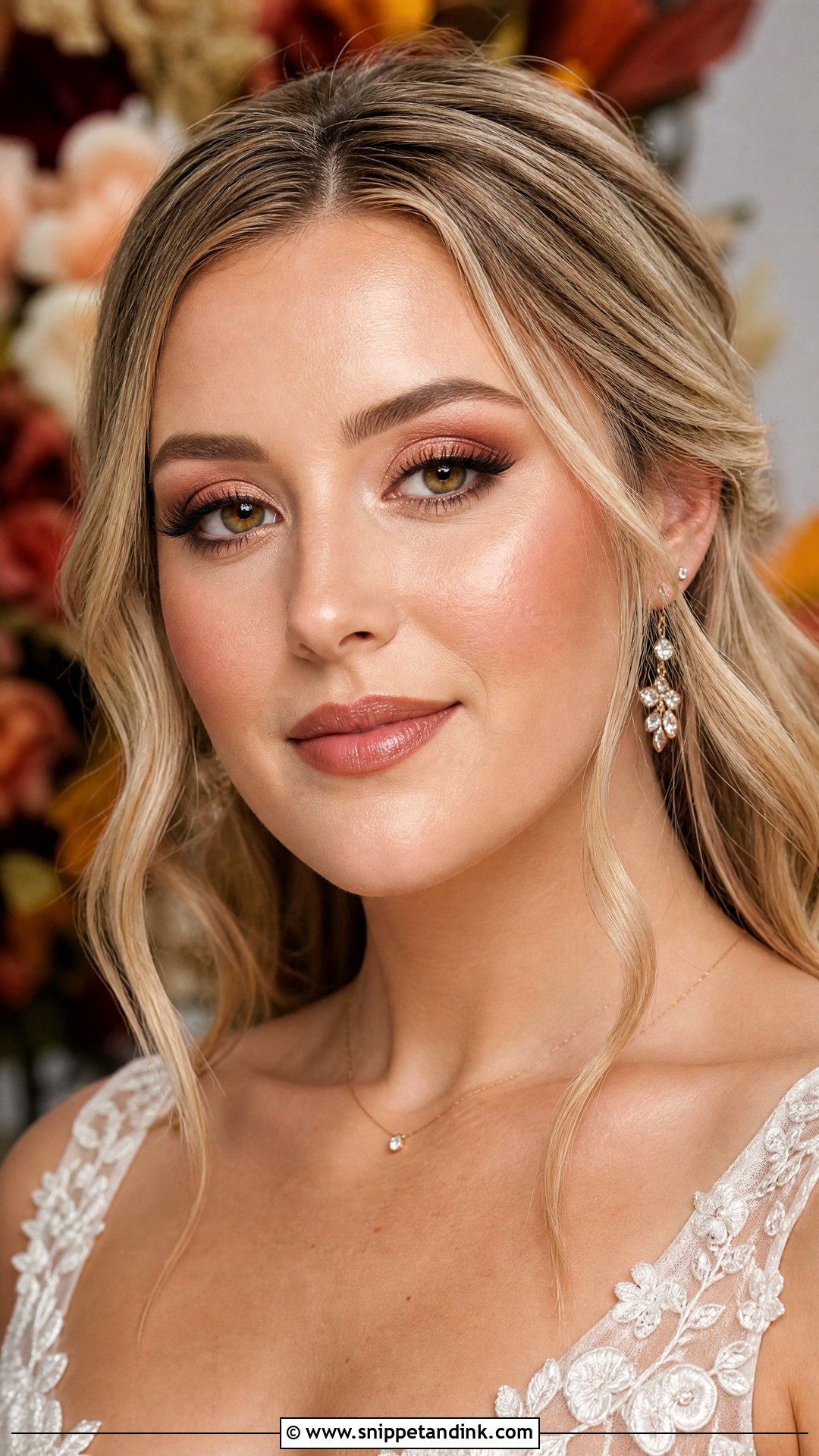 Soft Copper Bridal Makeup For Green Eyes - Snippet and Ink - 20 Fall Wedding Makeup for Bride Green Eyes