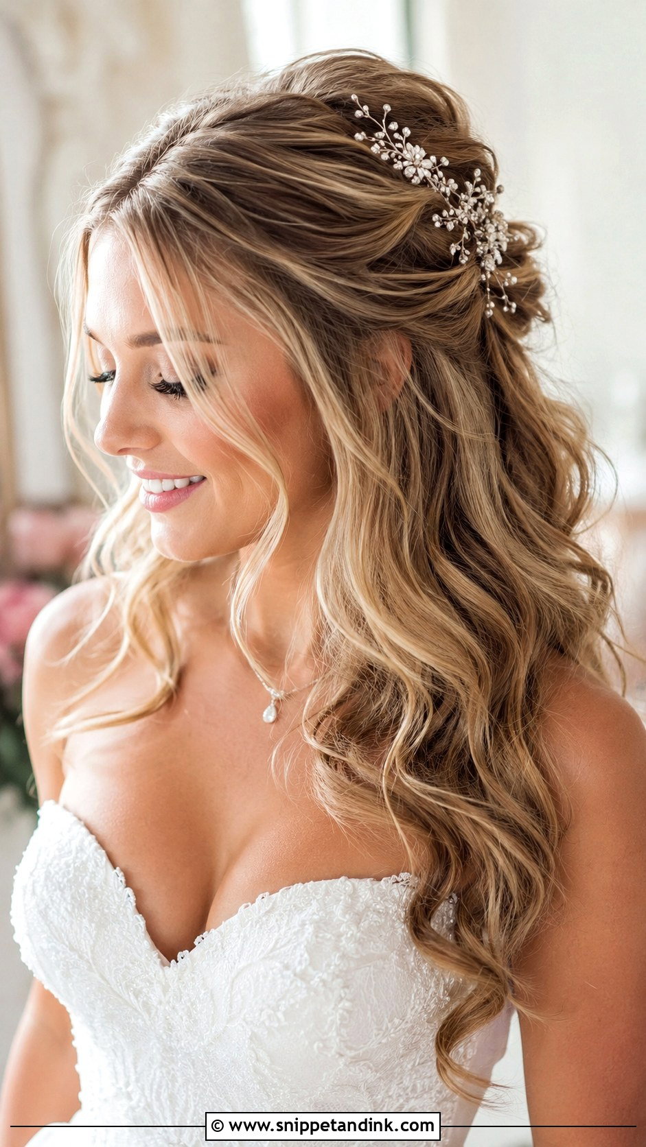 Soft Curled Half Updo - Snippet and Ink - 20 Black Tie Wedding Guest Hair Ideas