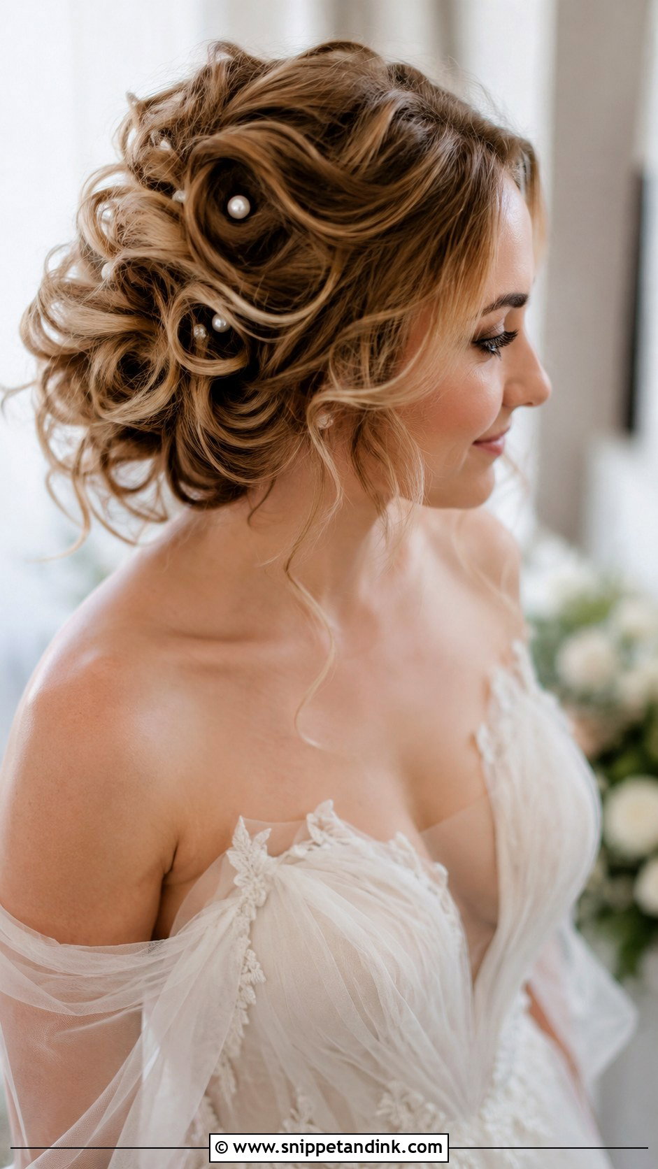 Soft Curled Updo With Tendrils - Snippet and Ink - 20 Quick Easy Updos for Short Hair Shoulder Length Wedding Hairstyles