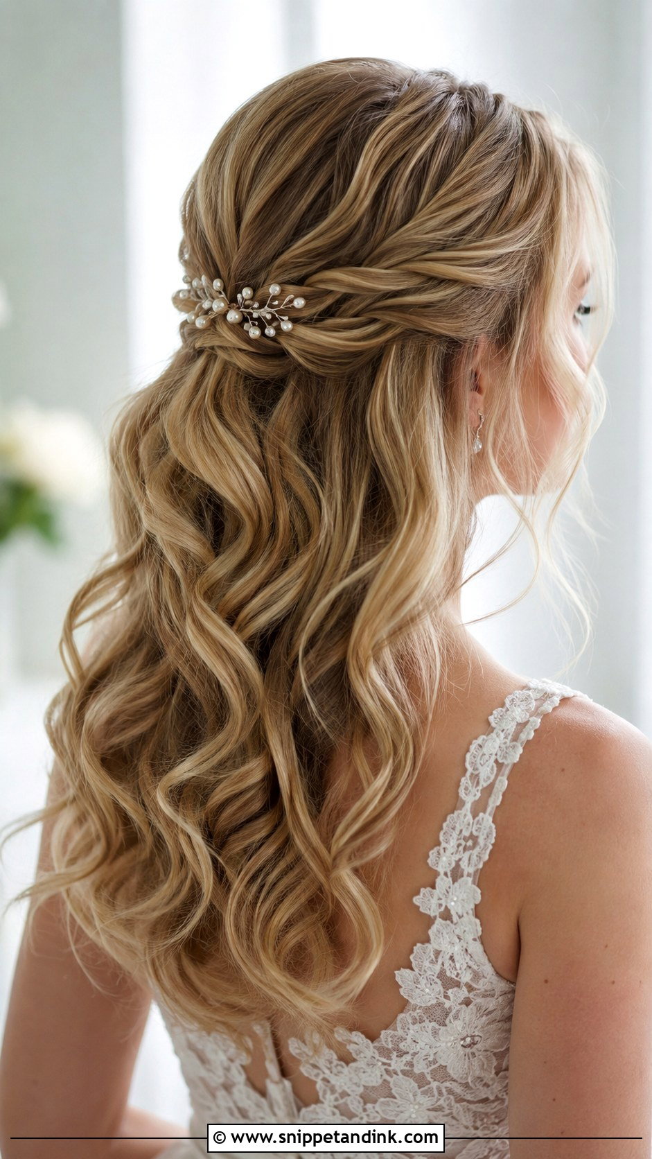 Soft Curls Half Up Bridal Hair - Snippet and Ink - 15 Soft Curls Bridal Hair