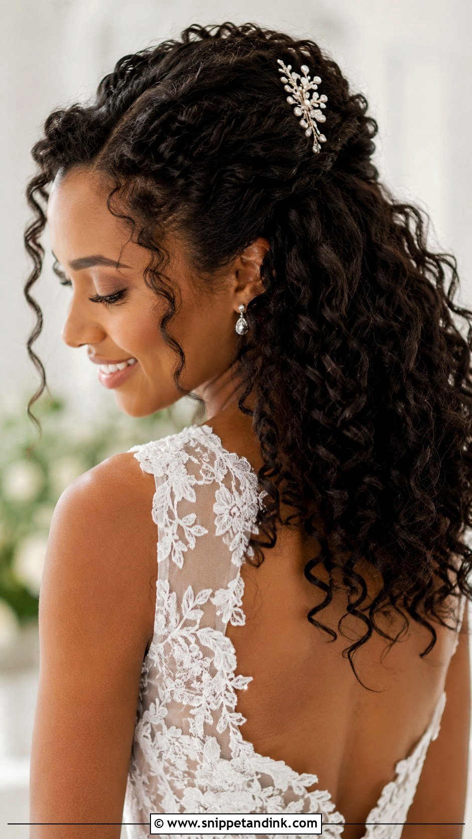 Soft Curls Half Up Half Down - Snippet and Ink - 25 Wedding Hairstyles for Black Women