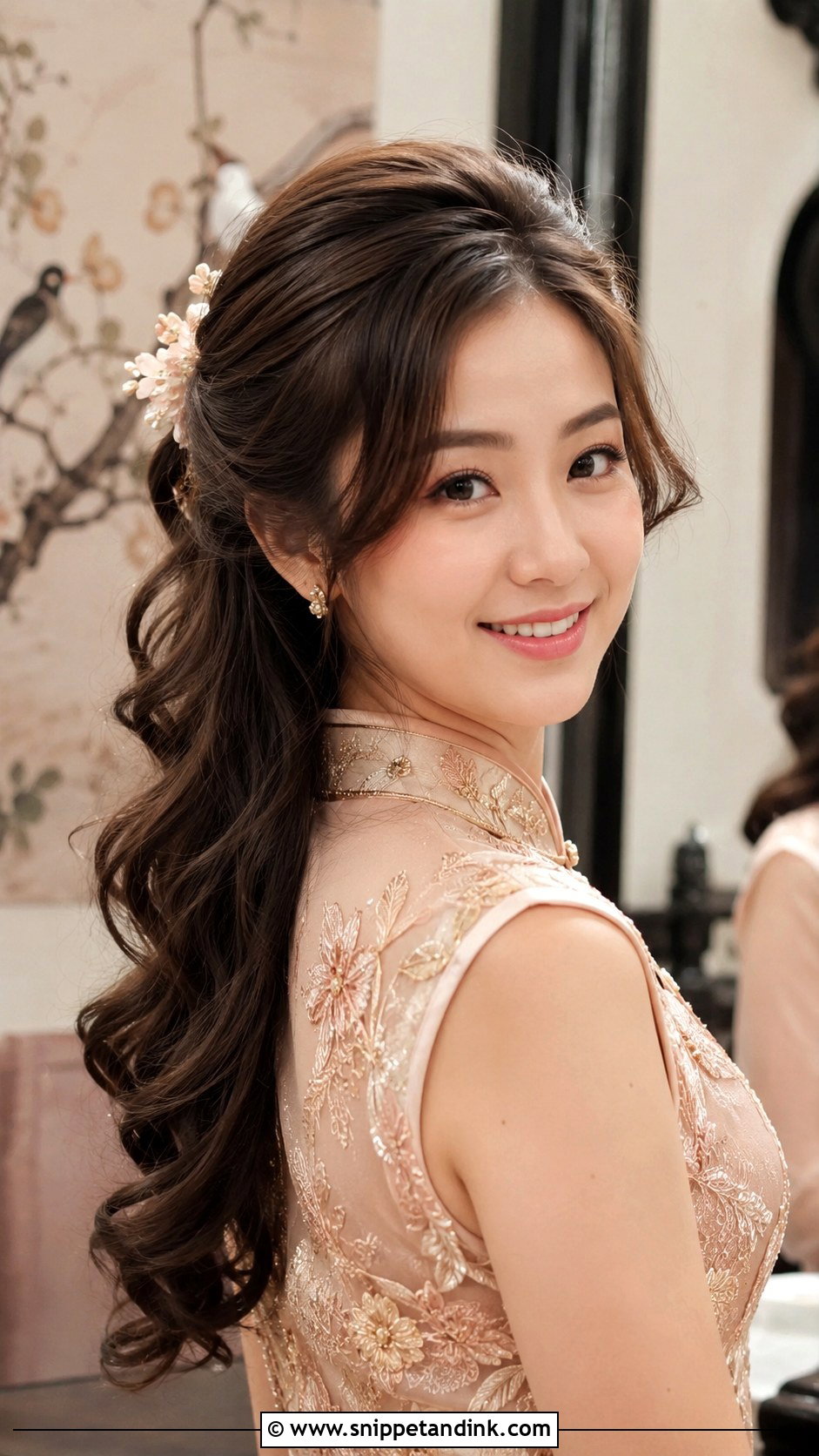 Soft Curls Half Up Half Down - Snippet and Ink - 20 Sangjit Hairstyle Ideas