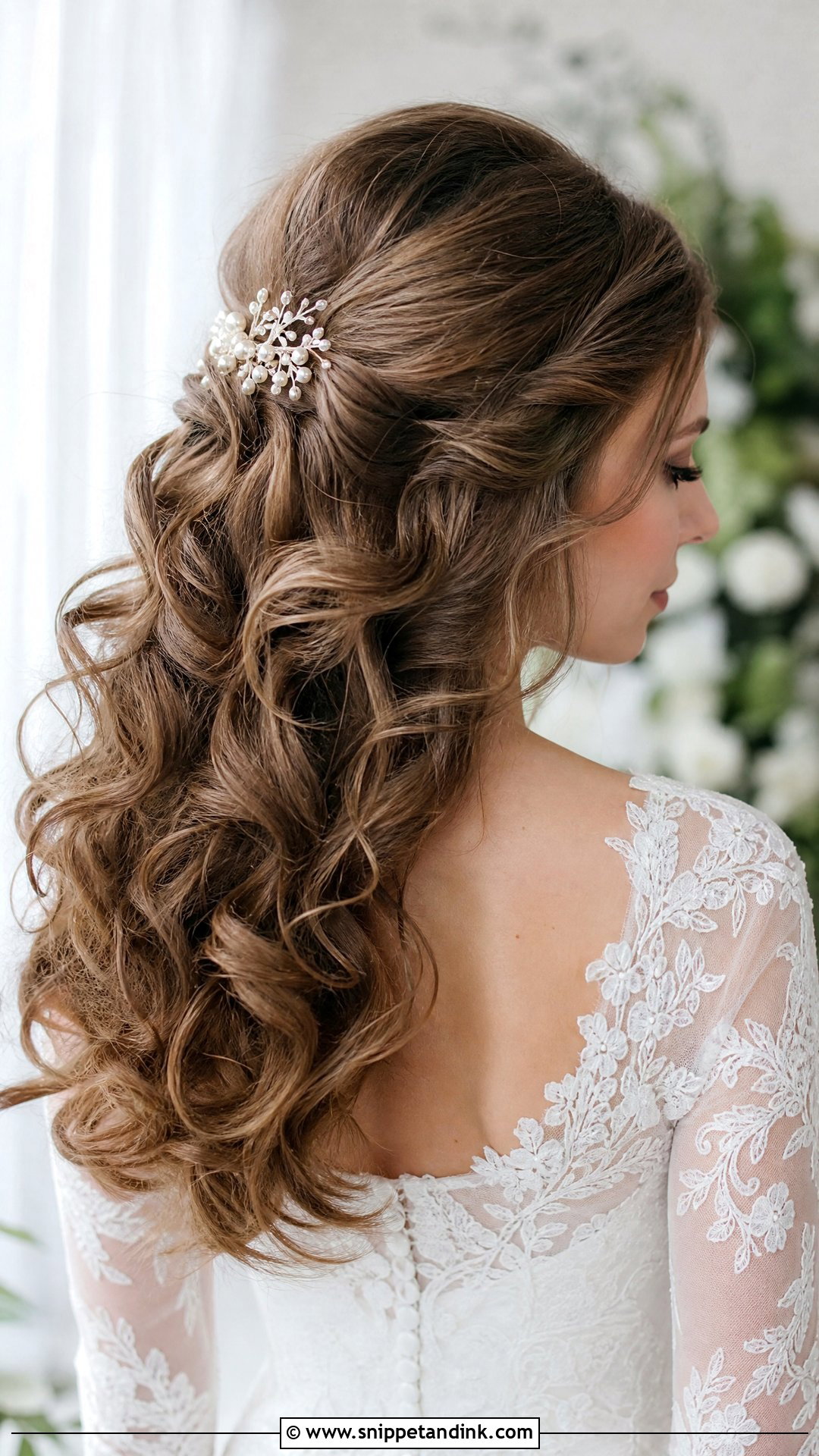 Soft Curls Half Up Wedding Hairstyle - Snippet and Ink - 20 Medium Wedding Hairstyle Ideas
