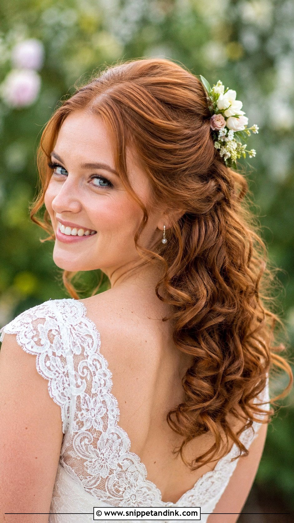 Soft Curls Half Up Wedding Hairstyle - Snippet and Ink - 30 Bride Hairstyle Ideas