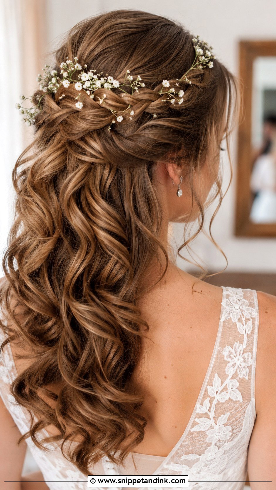 Soft Curls Half Up With Braid Wedding Hair - Snippet and Ink - 25 Soft Curls Wedding Hair