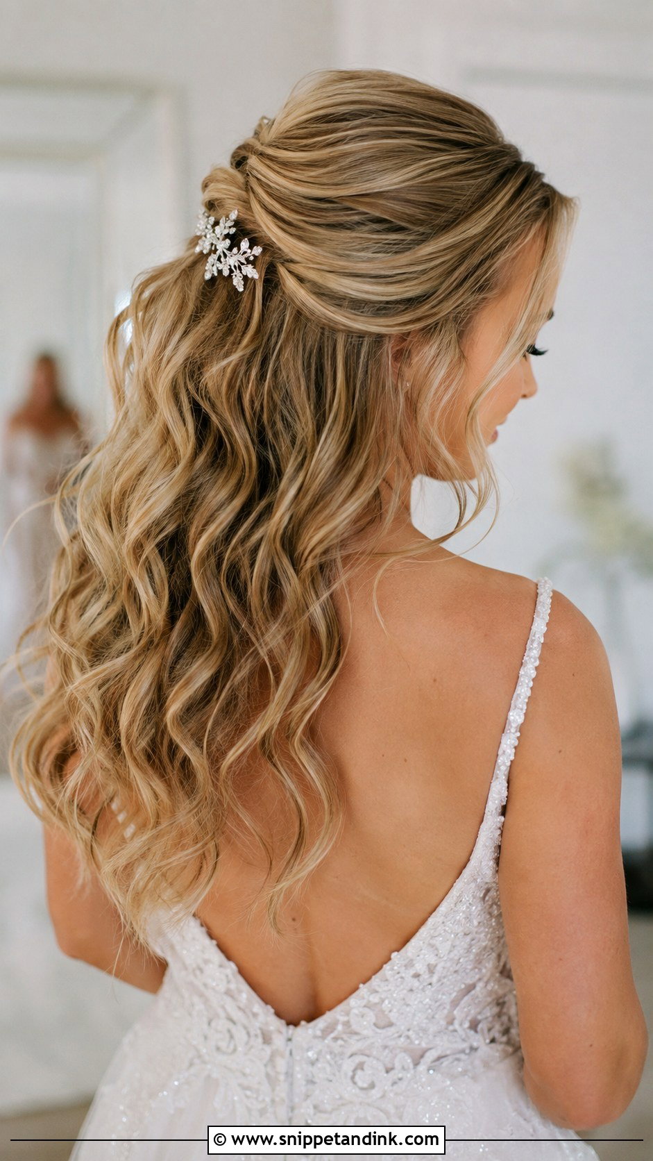 Soft Curls Half Up - Snippet and Ink - 30 Easy Wedding Hairstyles