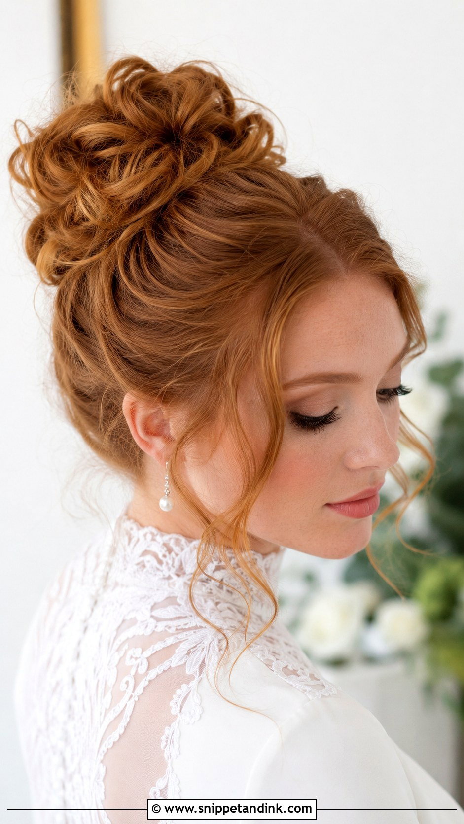 Soft Curls High Bun Bridal Hair - Snippet and Ink - 15 Soft Curls Bridal Hair