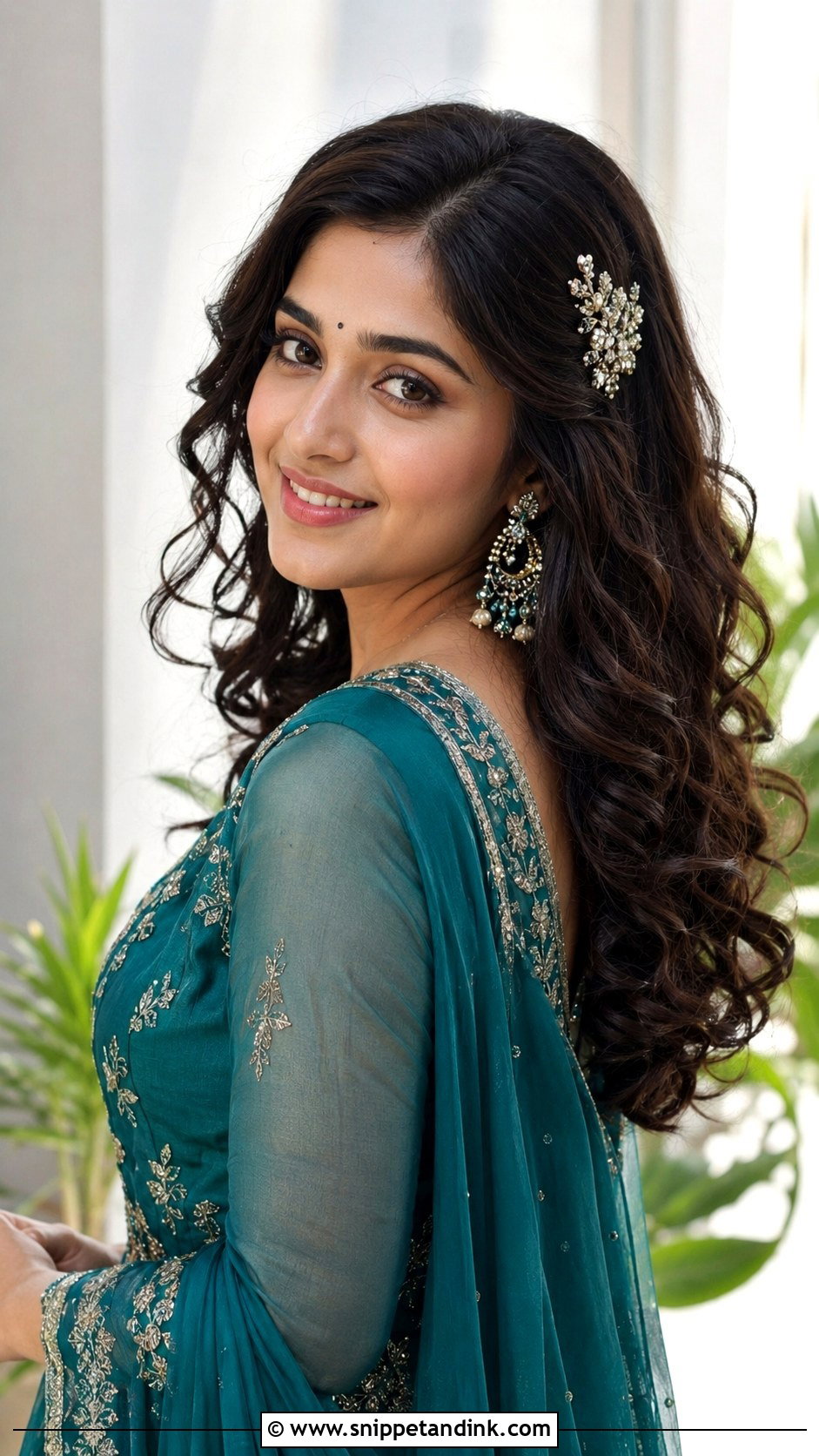 Soft Curls Left Open - Snippet and Ink - 25 Short Hairstyle Women Indian Wedding Ideas