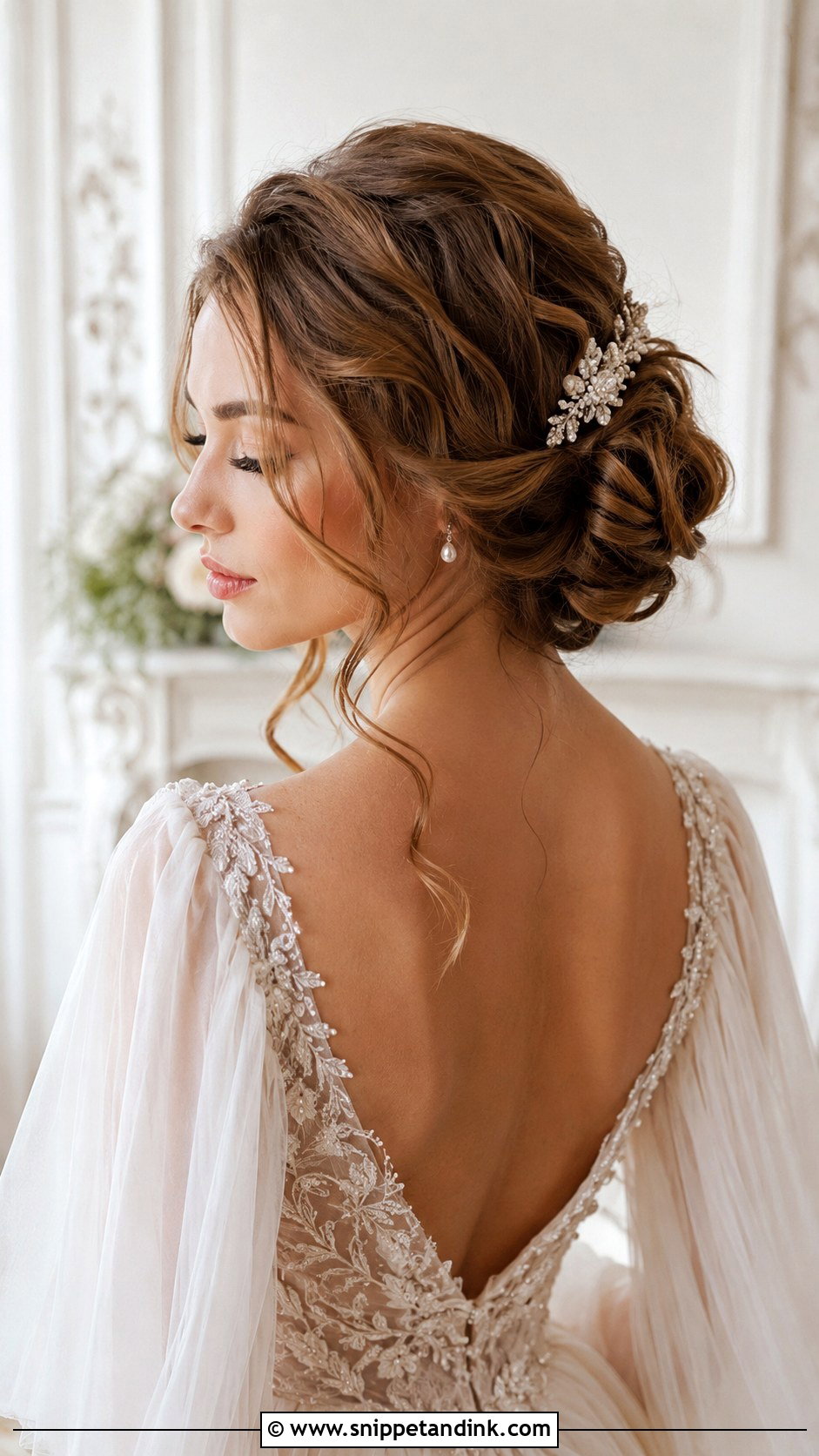 Soft Curls Pinned Back Updo - Snippet and Ink - 20 Bridal Hair Updo Front View Ideas