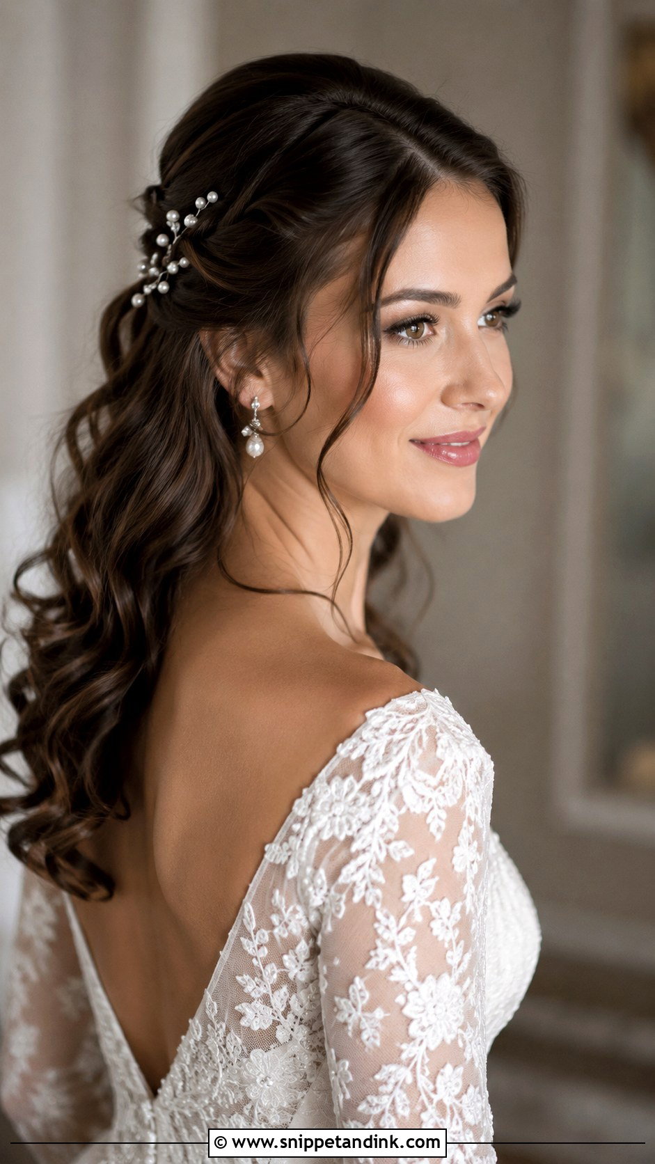 Soft Curls Pinned Back Wedding Hair - Snippet and Ink - 25 Soft Curls Wedding Hair