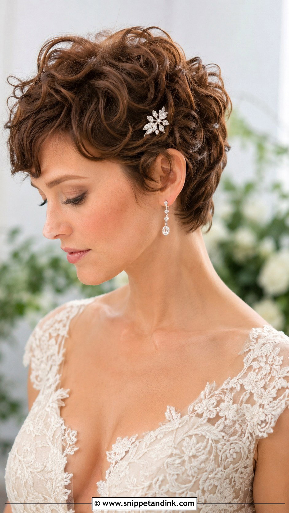 Soft Curls Pixie Cut for Wedding - Snippet and Ink - 20 Wedding Hair Short Hair Ideas