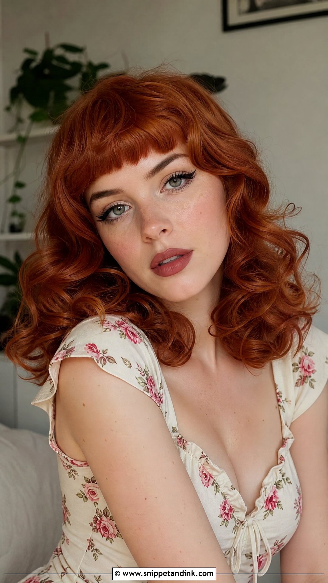 Soft Curls With Baby Bangs - Snippet and Ink - 20 Wedding Guest Hair with Bangs Ideas