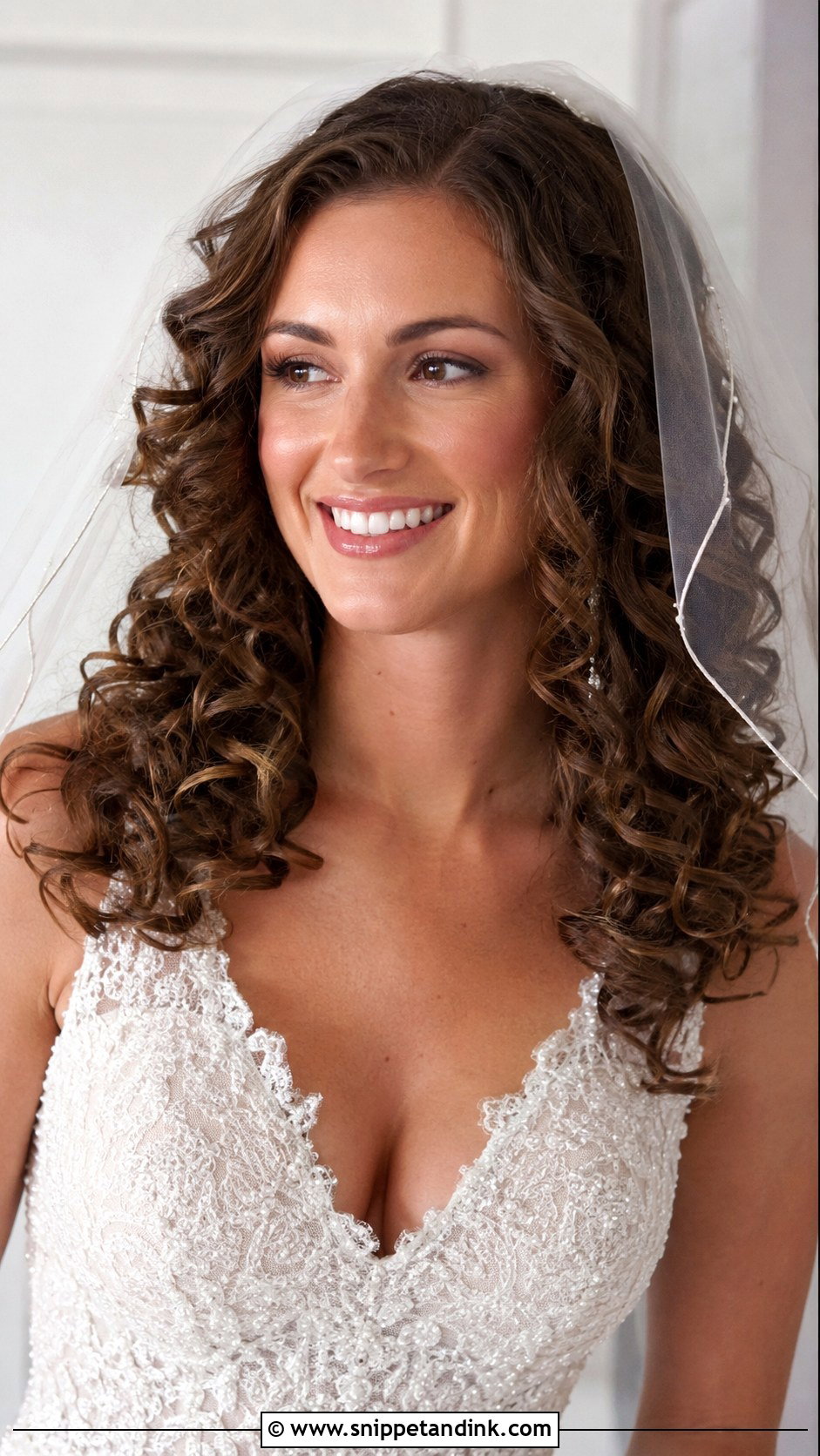 Soft Curls With Blusher Veil - Snippet and Ink - 25 Blusher Veil with Hair Down Ideas