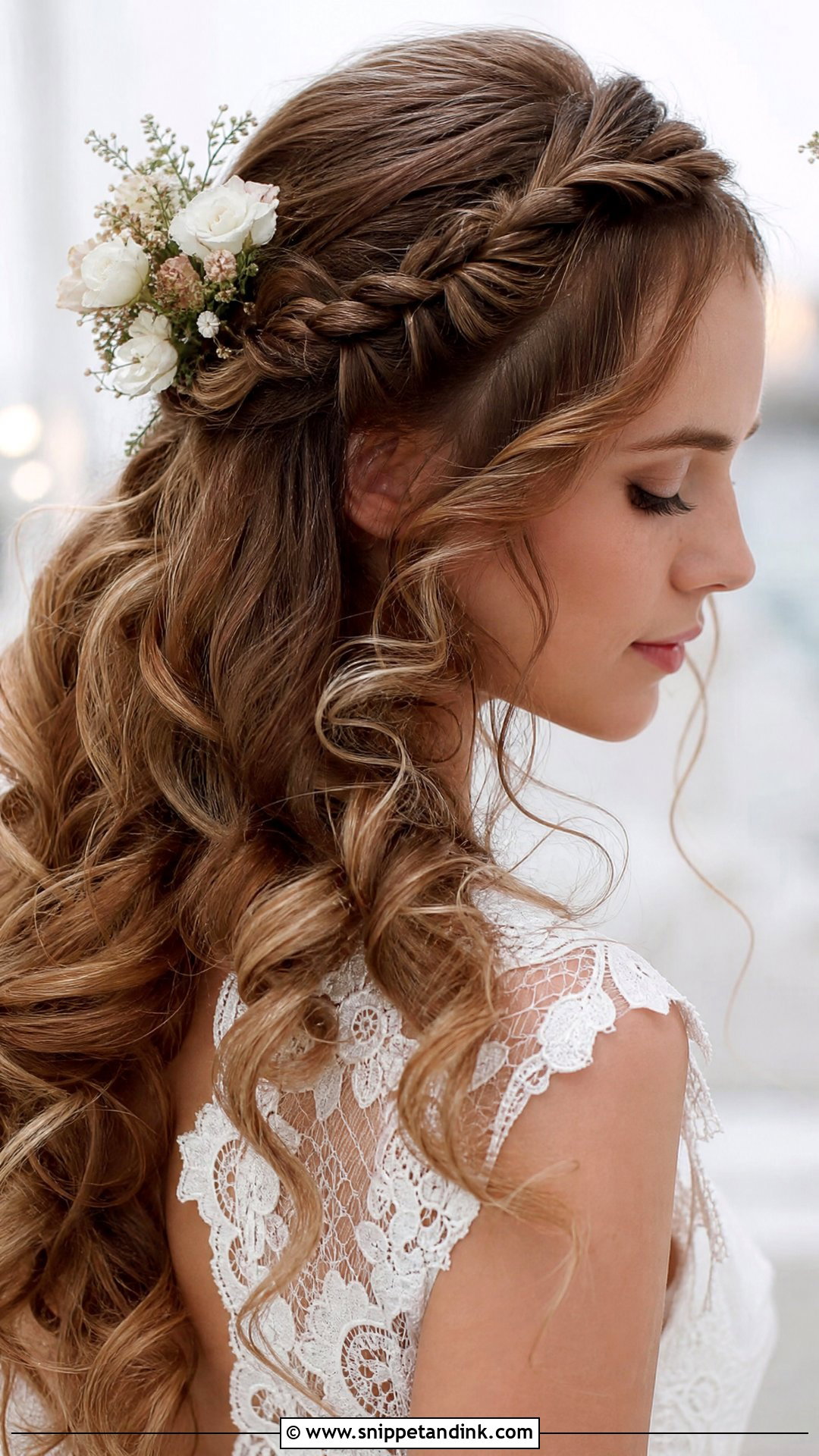 Soft Curls With Braided Crown - Snippet and Ink - 20 Bridal Curls Down