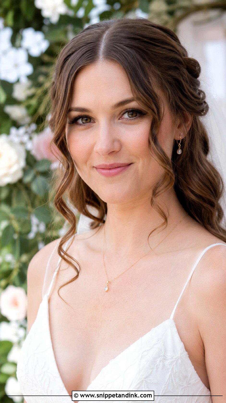 Soft Curls With Center Part - Snippet and Ink - 25 Shoulder Length Wedding Hair Ideas