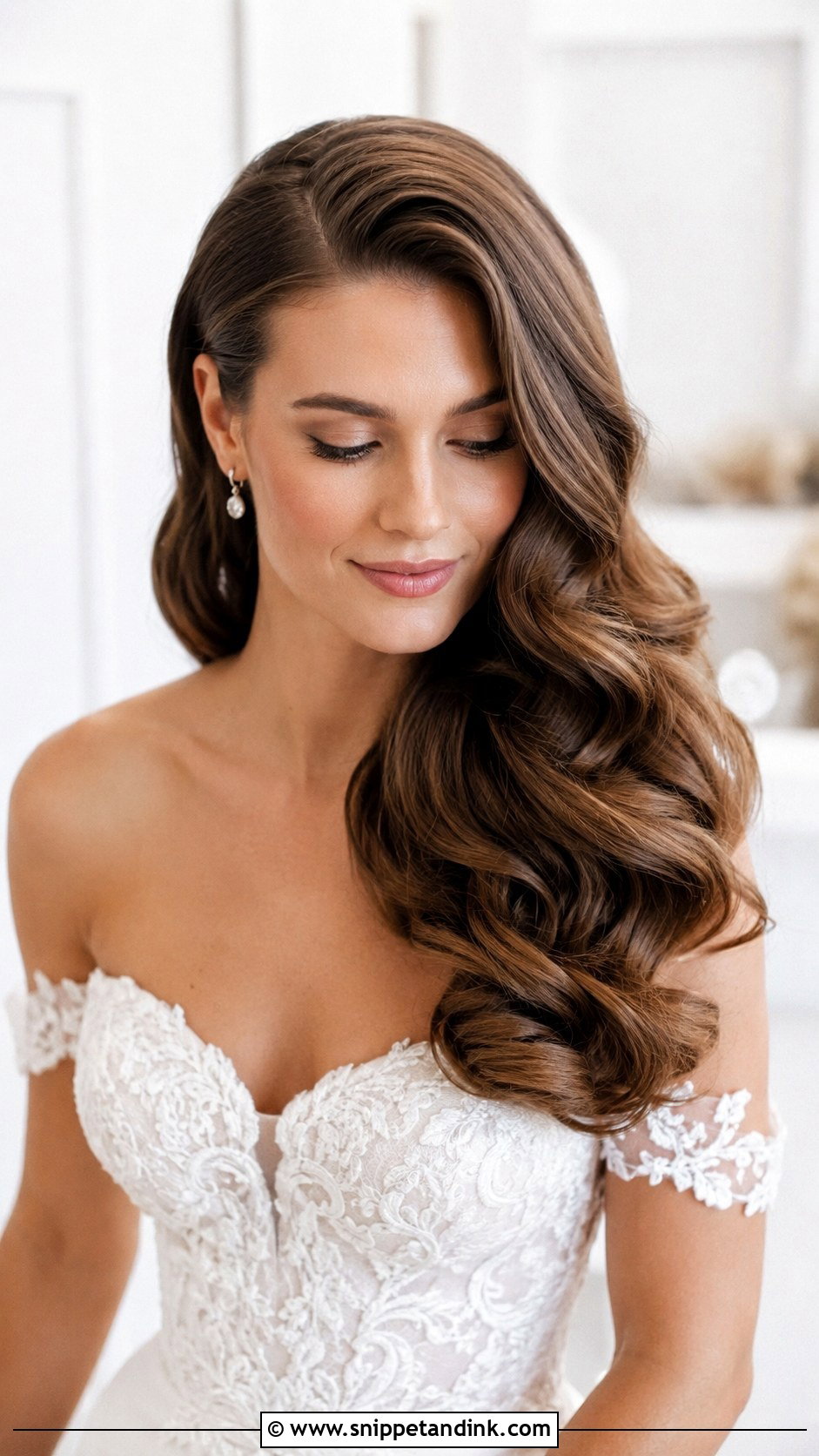Soft Curls With Deep Side Part - Snippet and Ink - 25 Hairstyles for Medium Length Hair for Wedding