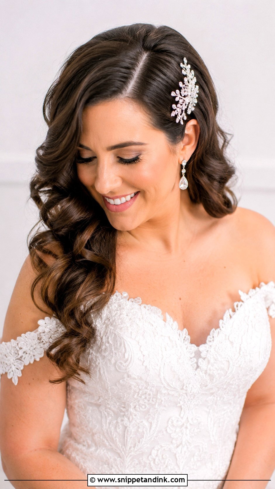 Soft Curls With Deep Side Part - Snippet and Ink - 30 Hairstyles for Long Hair Wedding