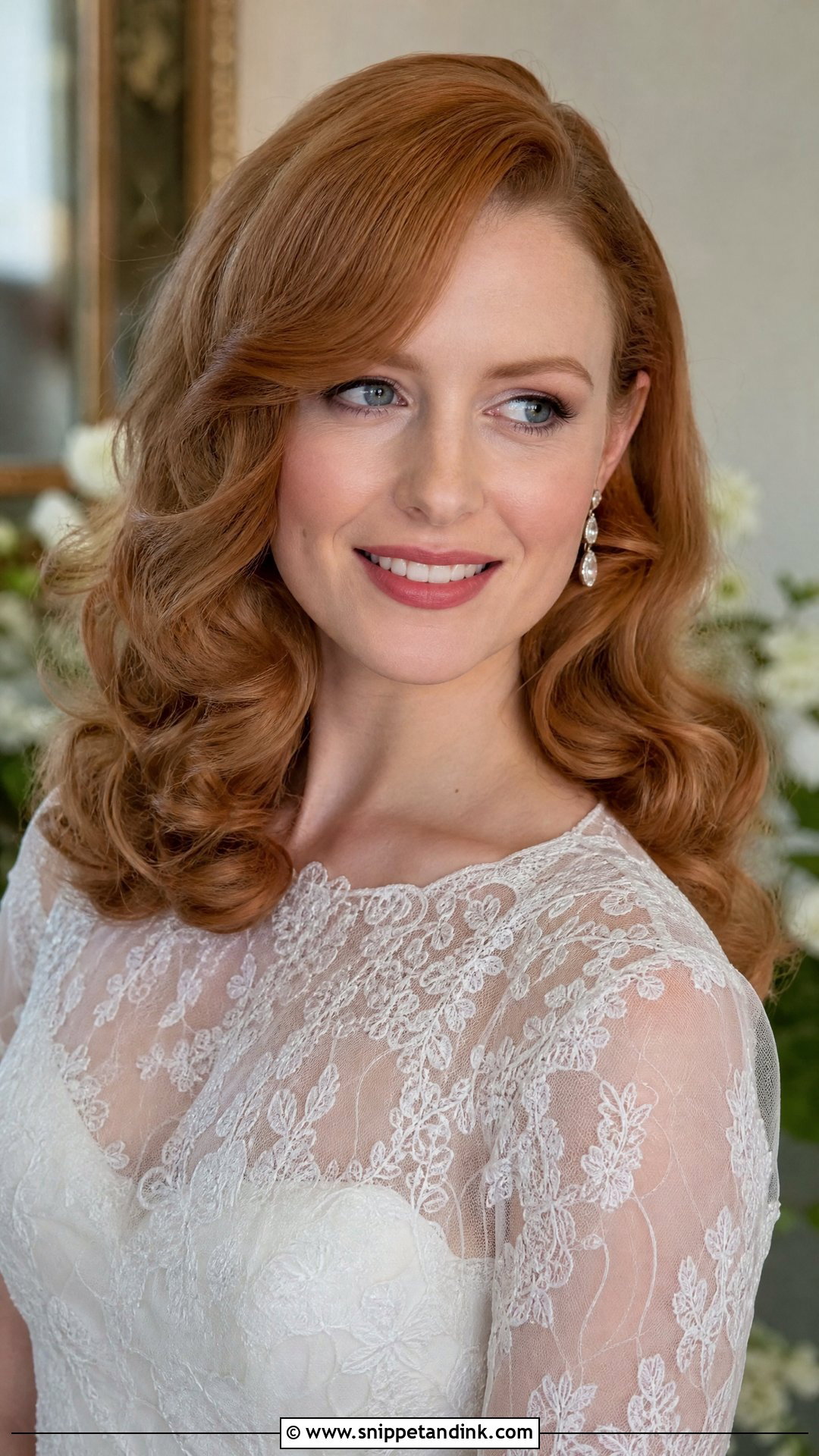 Soft Curls With Deep Side Part - Snippet and Ink - 20 Front Bridal Hairstyles