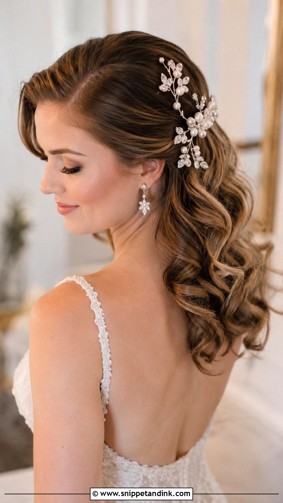 Soft Curls With Hair Accessories - Snippet and Ink - 25 Hair Down Wedding Hairstyles