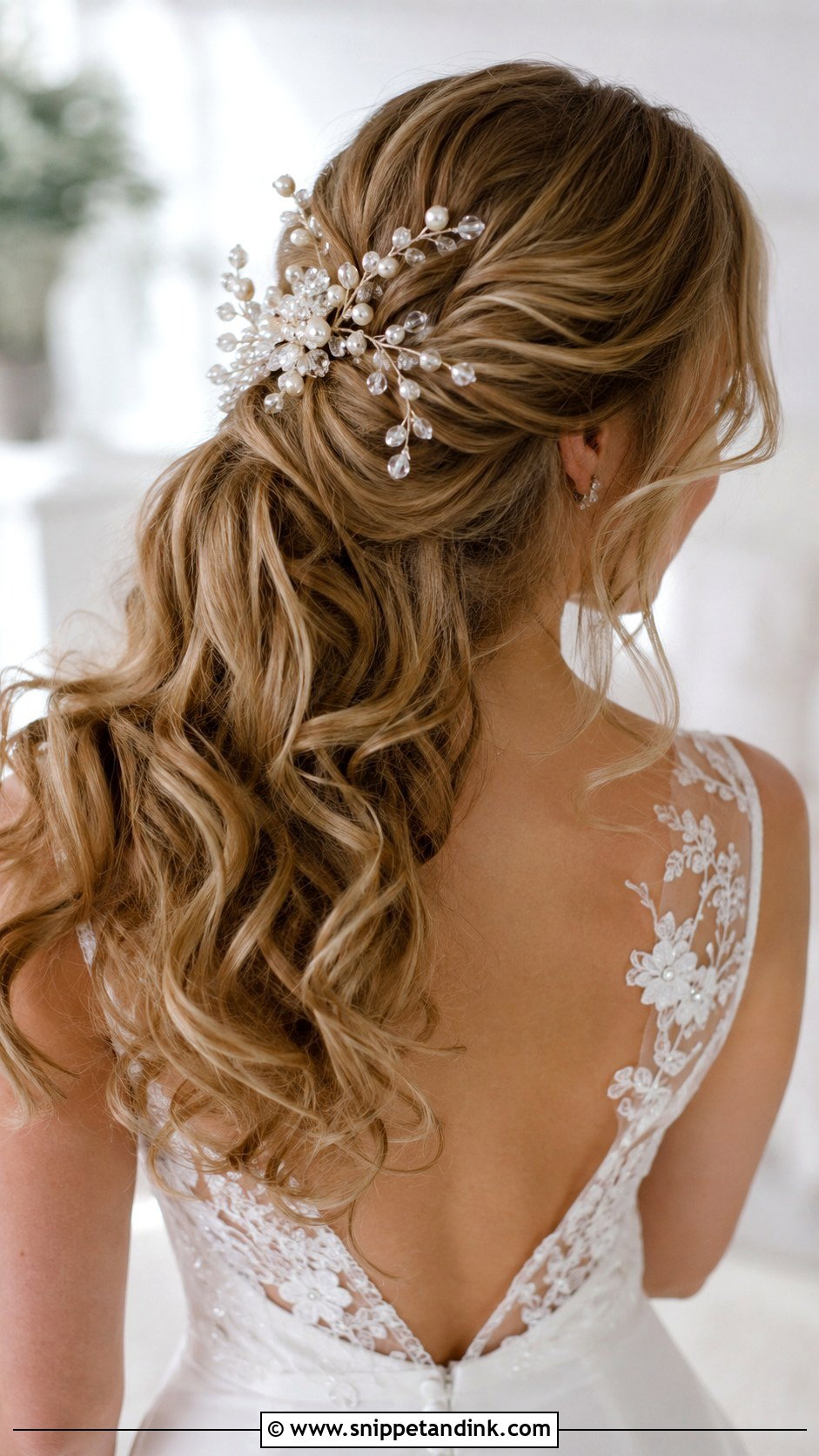 Soft Curls With Hair Accessories Wedding Hair - Snippet and Ink - 25 Soft Curls Wedding Hair