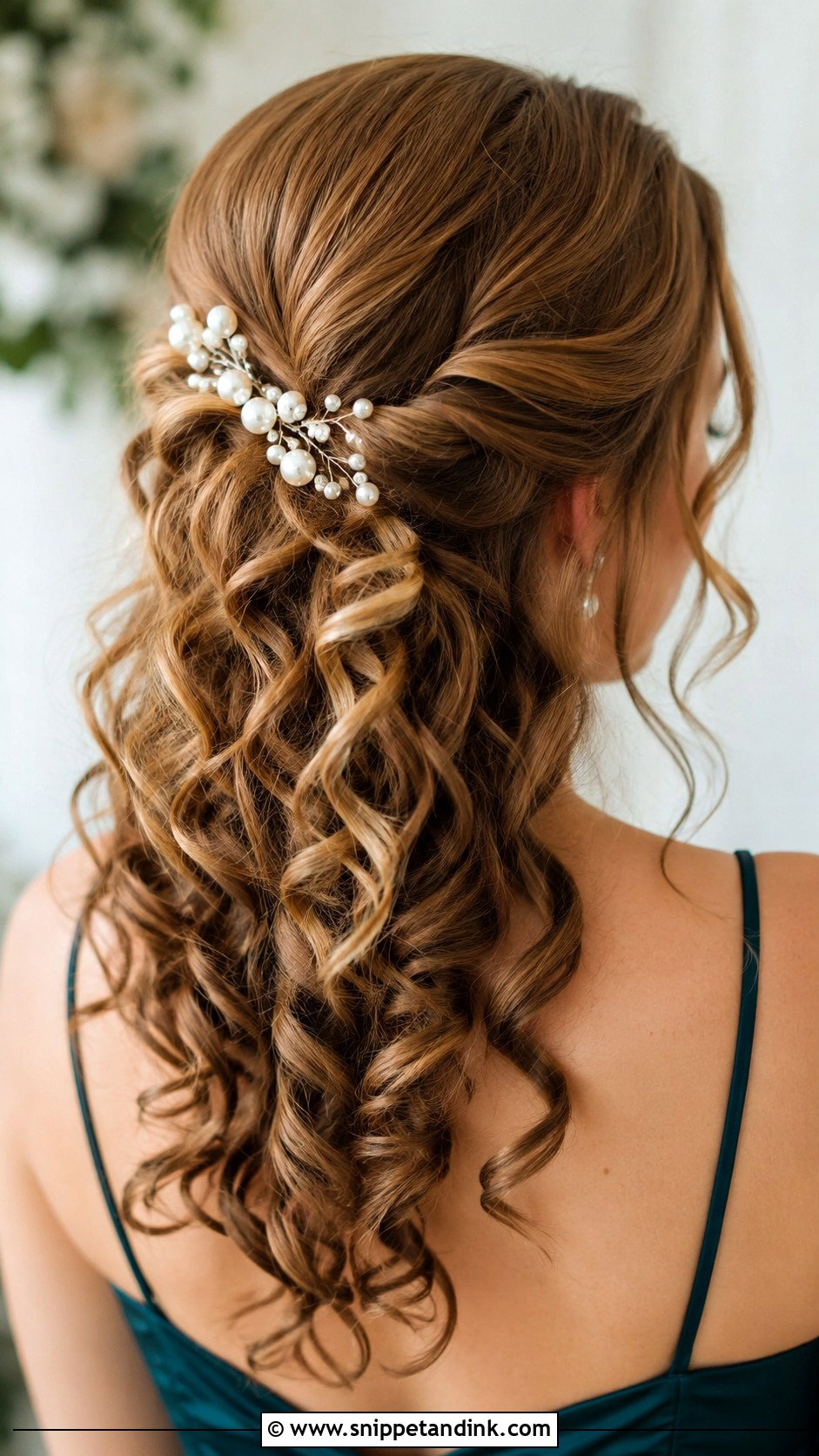 Soft Curls With Hair Accessory - Snippet and Ink - 30 Medium Wedding Guest Hairstyles