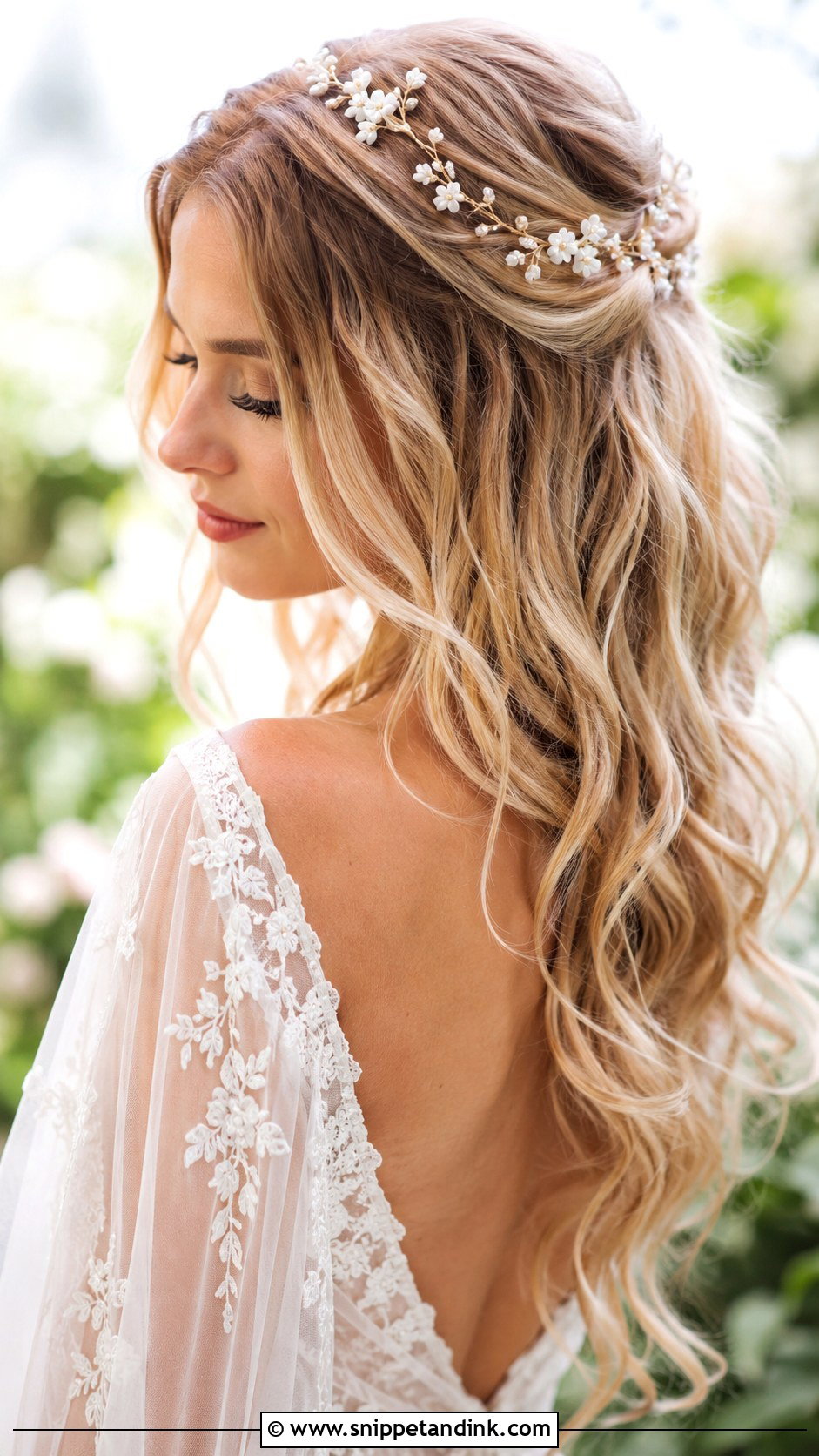 Soft Curls With Hair Vine - Snippet and Ink - 25 Wedding Hair Curls