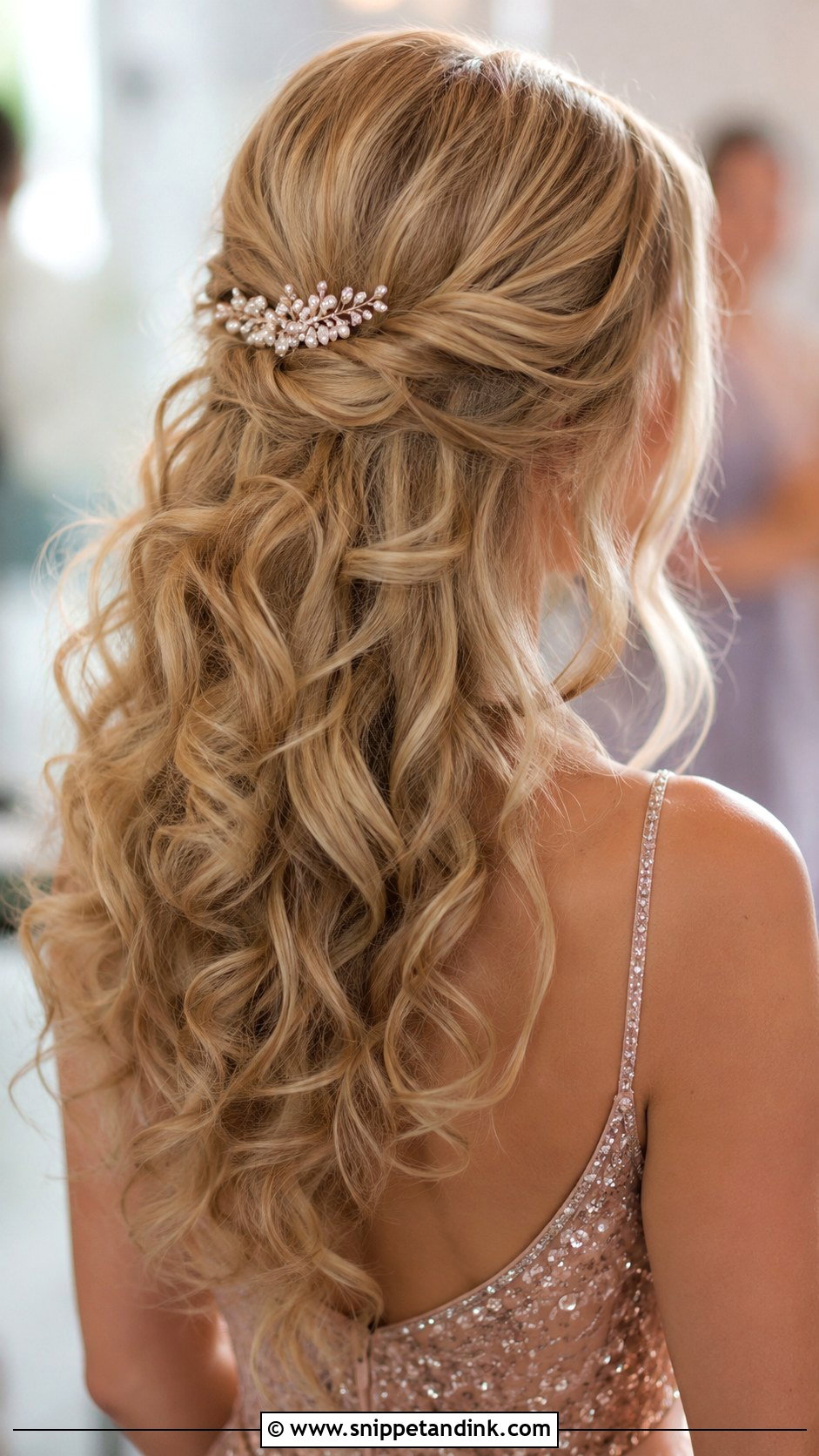 Soft Curls With Hairpiece - Snippet and Ink - 30 Bridemaids Hairstyles