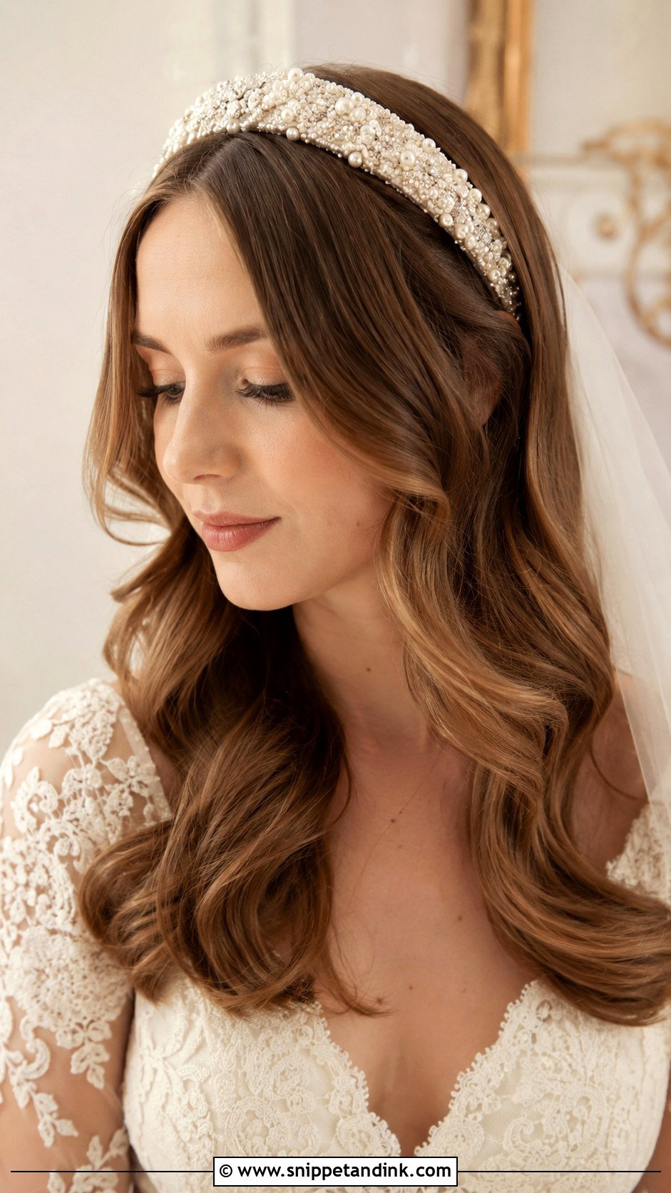 Soft Curls With Headband Wedding Hair - Snippet and Ink - 25 Soft Curls Wedding Hair
