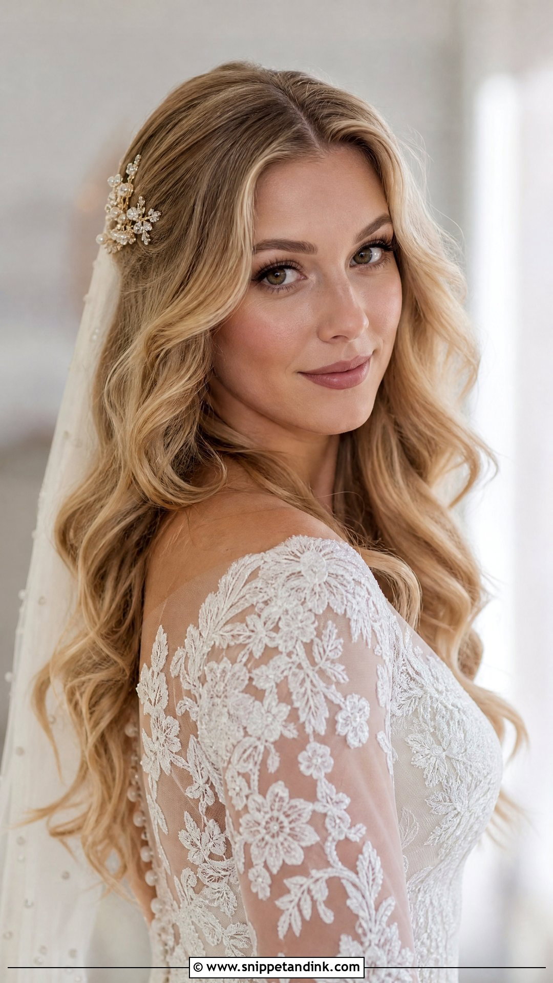 Soft Curls With Middle Part - Snippet and Ink - 20 Wedding Hairstyles for Big Foreheads