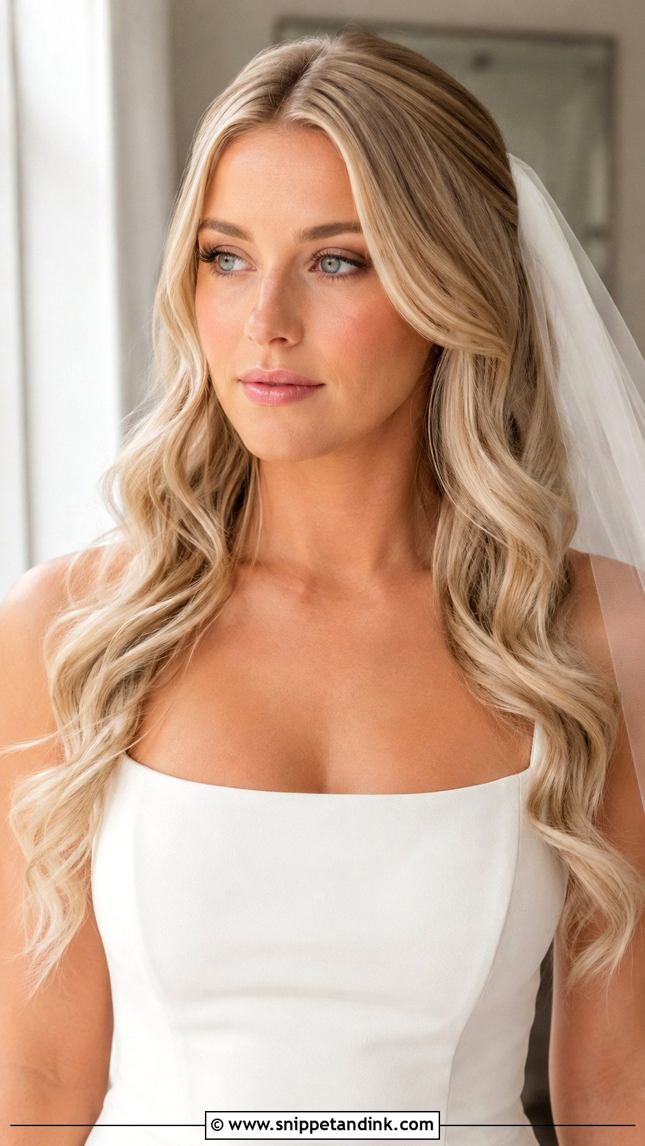 Soft Curls With Middle Part Bridal Hair - Snippet and Ink - 15 Soft Curls Bridal Hair