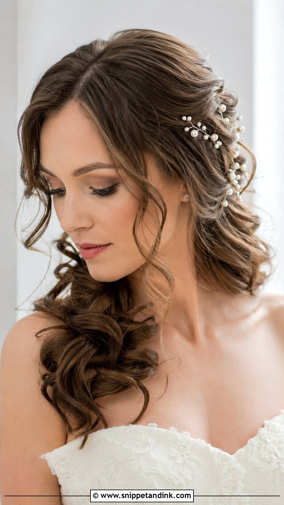 Soft Curls With Pearl Pins - Snippet and Ink - 25 Elegant Wedding Hair Down Ideas