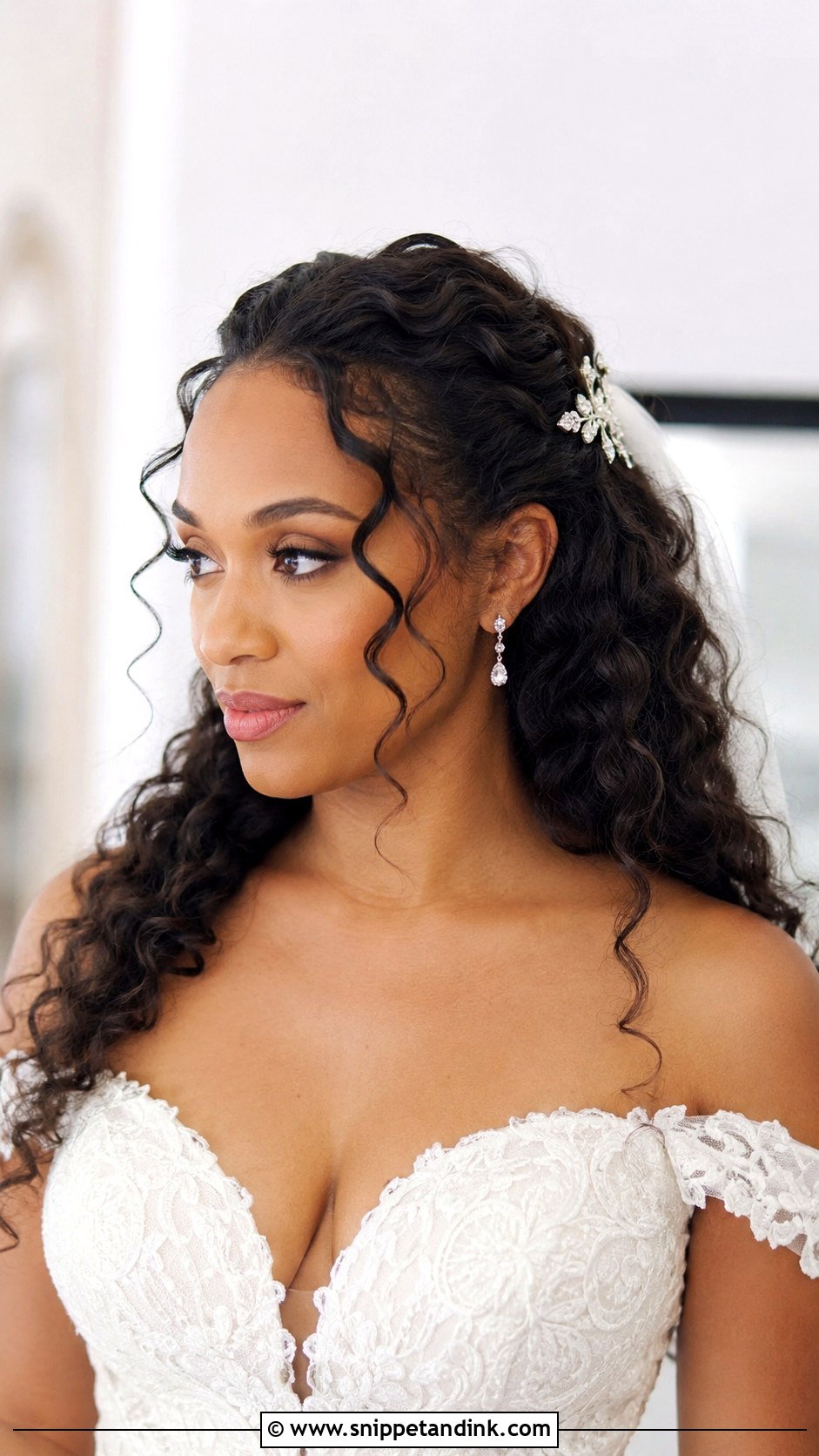 Soft Curls With Pulled Back Front Sections - Snippet and Ink - 20 Natural Hairstyles for Brides