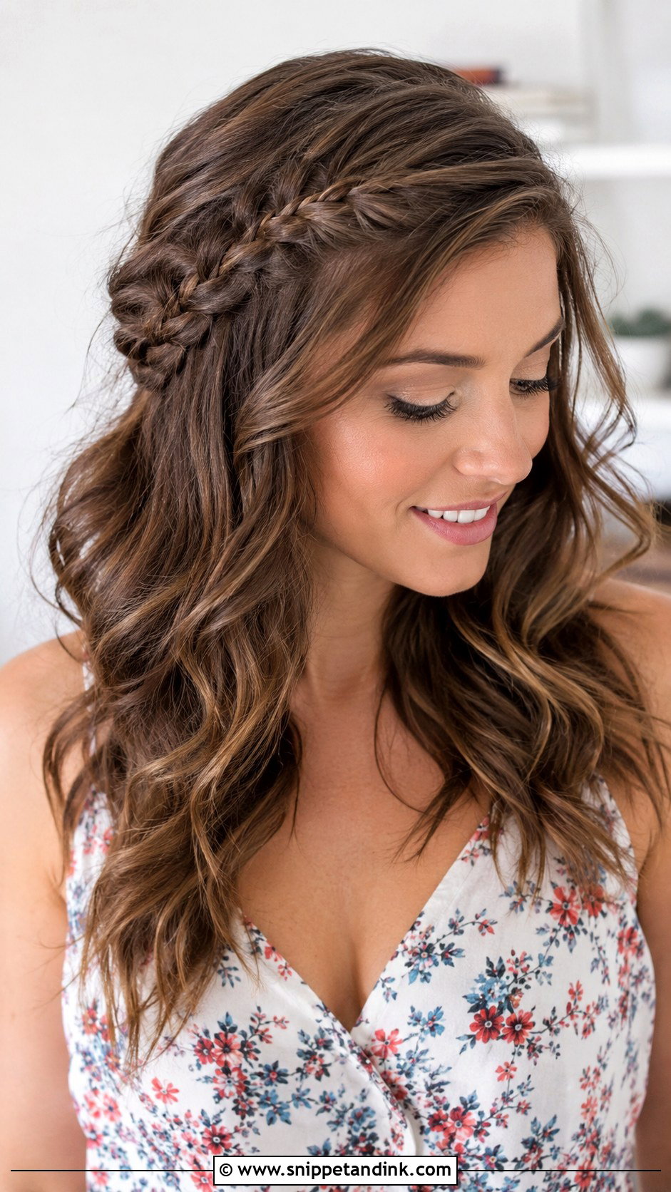 Soft Curls With Side Braid - Snippet and Ink - 25 Summer Wedding Guest Hair Ideas