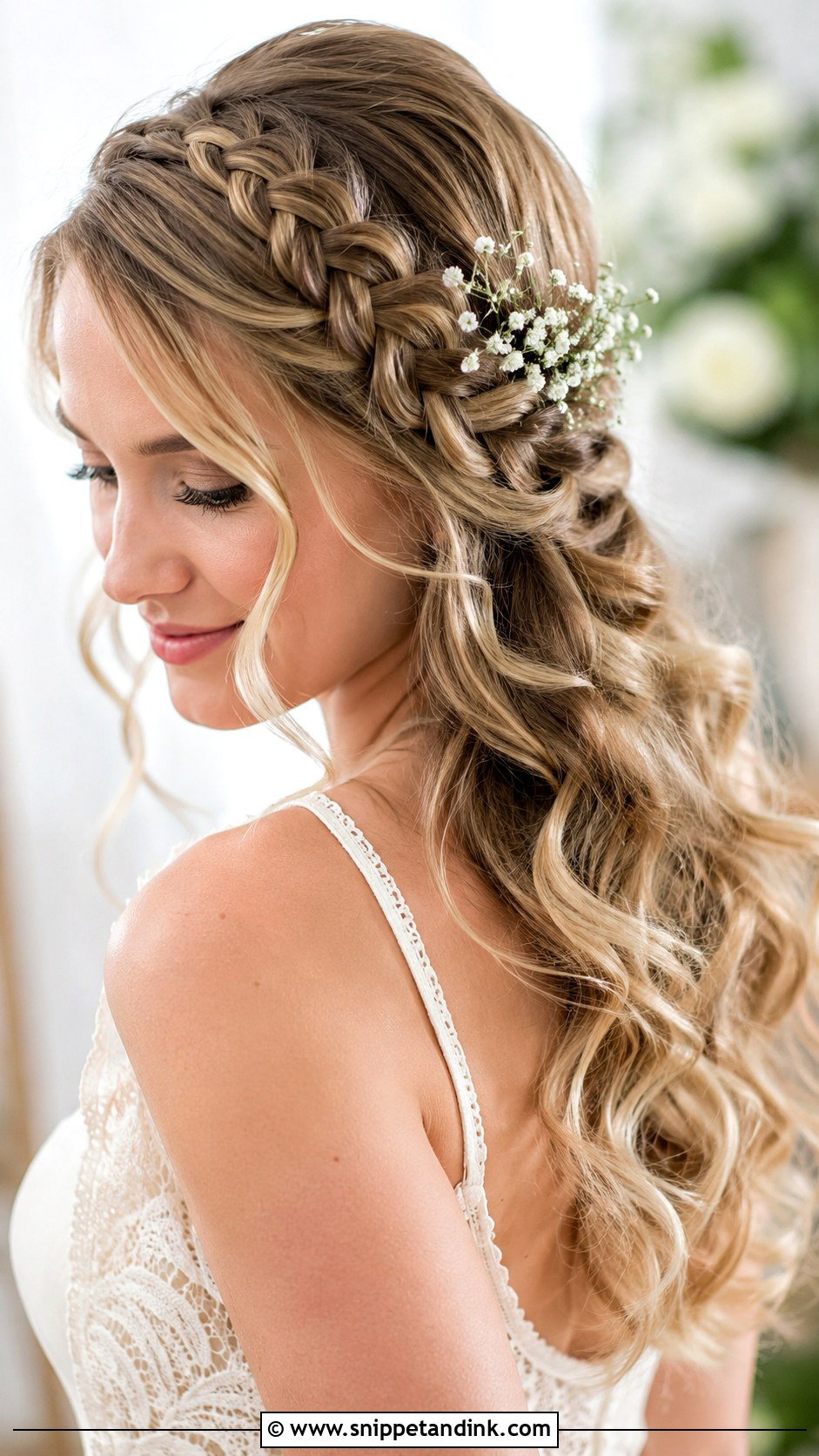 Soft Curls With Side Braid Engagement Hairstyle - Snippet and Ink - 25 Hairstyle for Engagement Bride Ideas