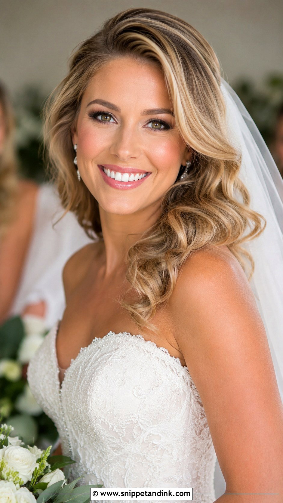 Soft Curls With Side Part - Snippet and Ink - 30 Simple Wedding Hair Ideas