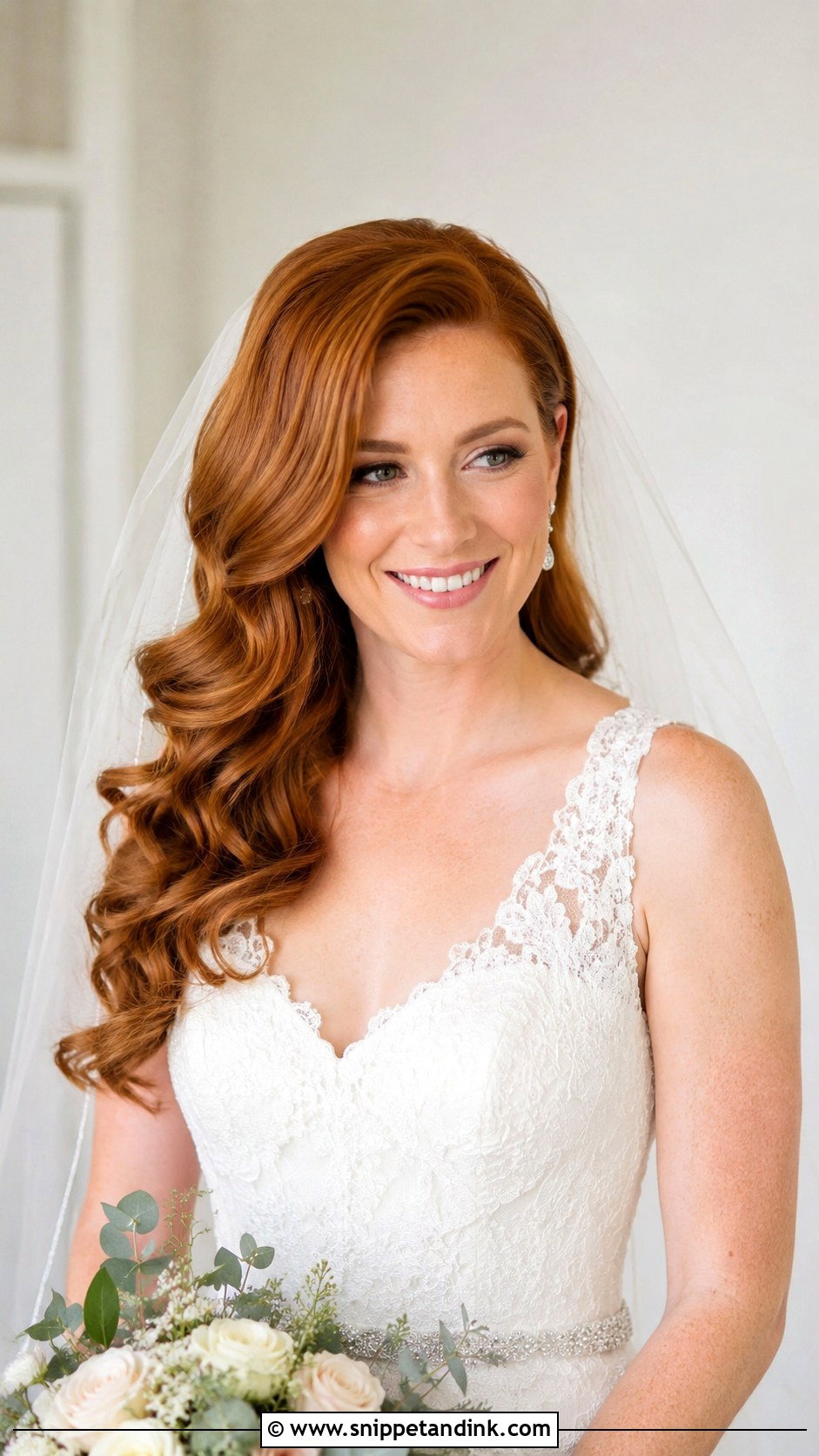 Soft Curls With Side Part - Snippet and Ink - 35 Bridal Hair Ideas
