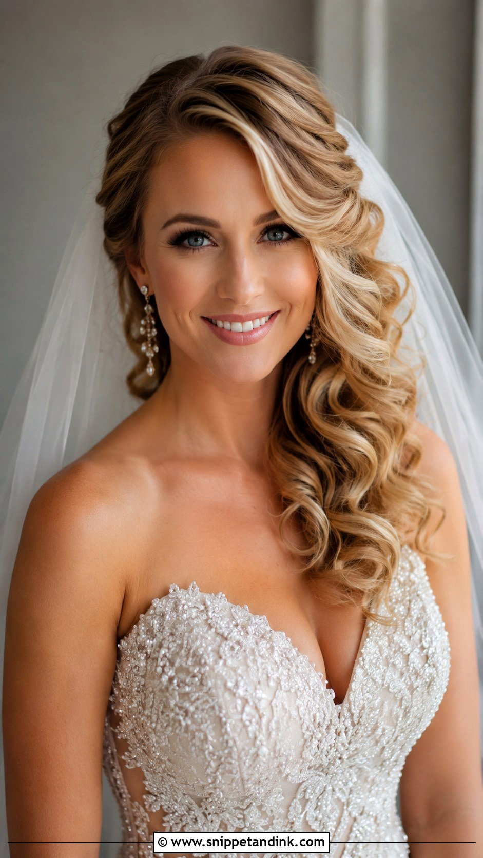 Soft Curls With Side Part Veil - Snippet and Ink - 20 Brides Hairstyles with Veil
