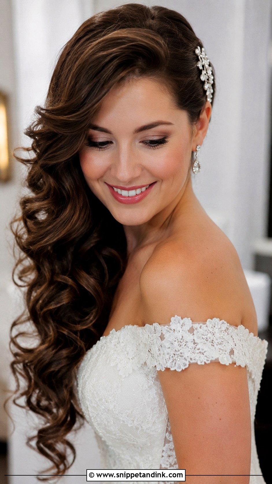 Soft Curls With Side Sweep - Snippet and Ink - 20 Glamorous Wedding Hair Ideas