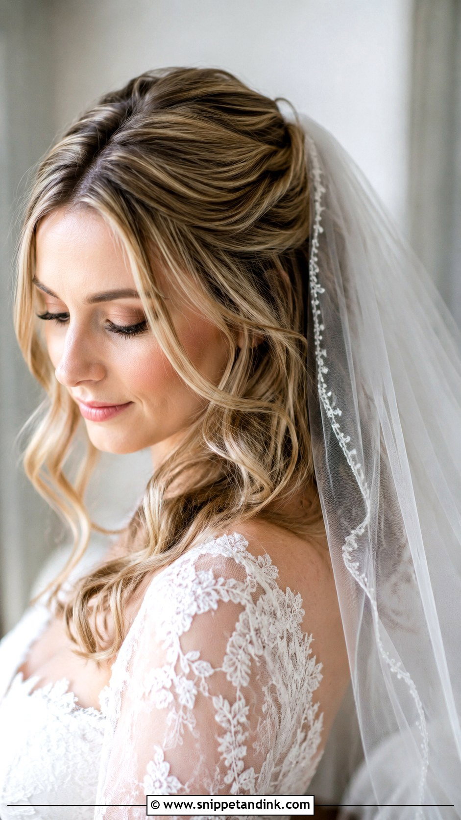 Soft Curls With Veil Bridal Hair - Snippet and Ink - 15 Soft Curls Bridal Hair