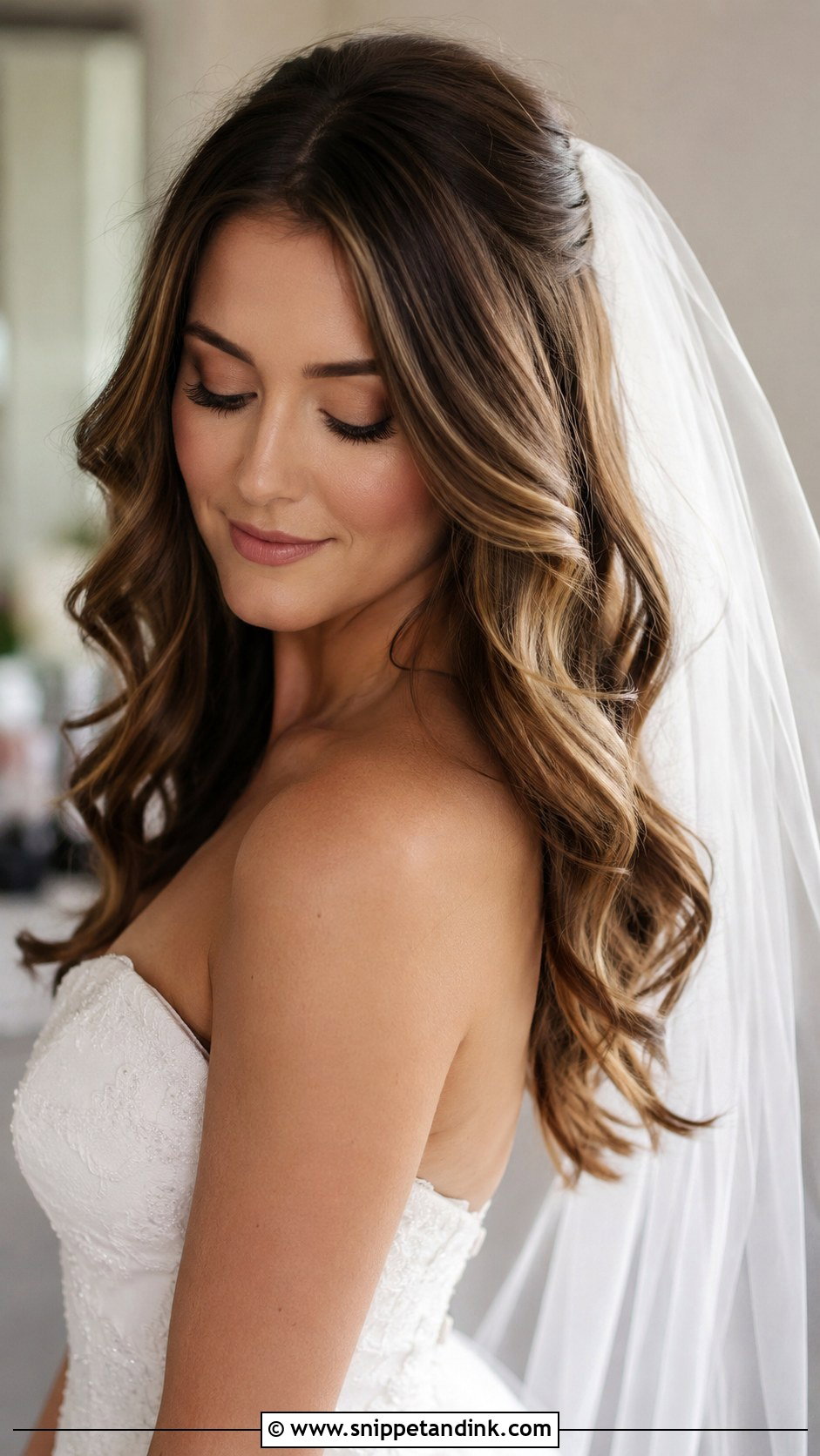 Soft Curls With Veil Wedding Hair - Snippet and Ink - 25 Soft Curls Wedding Hair