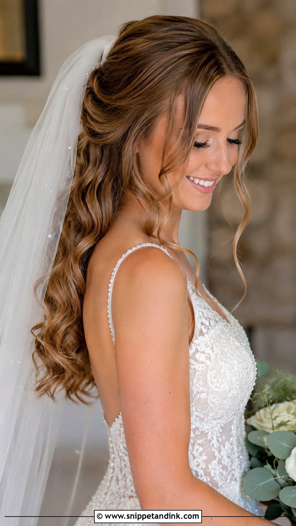 Soft Curls With Veil Wedding Hairstyle - Snippet and Ink - 25 Hairstyle for Women Wedding Ideas