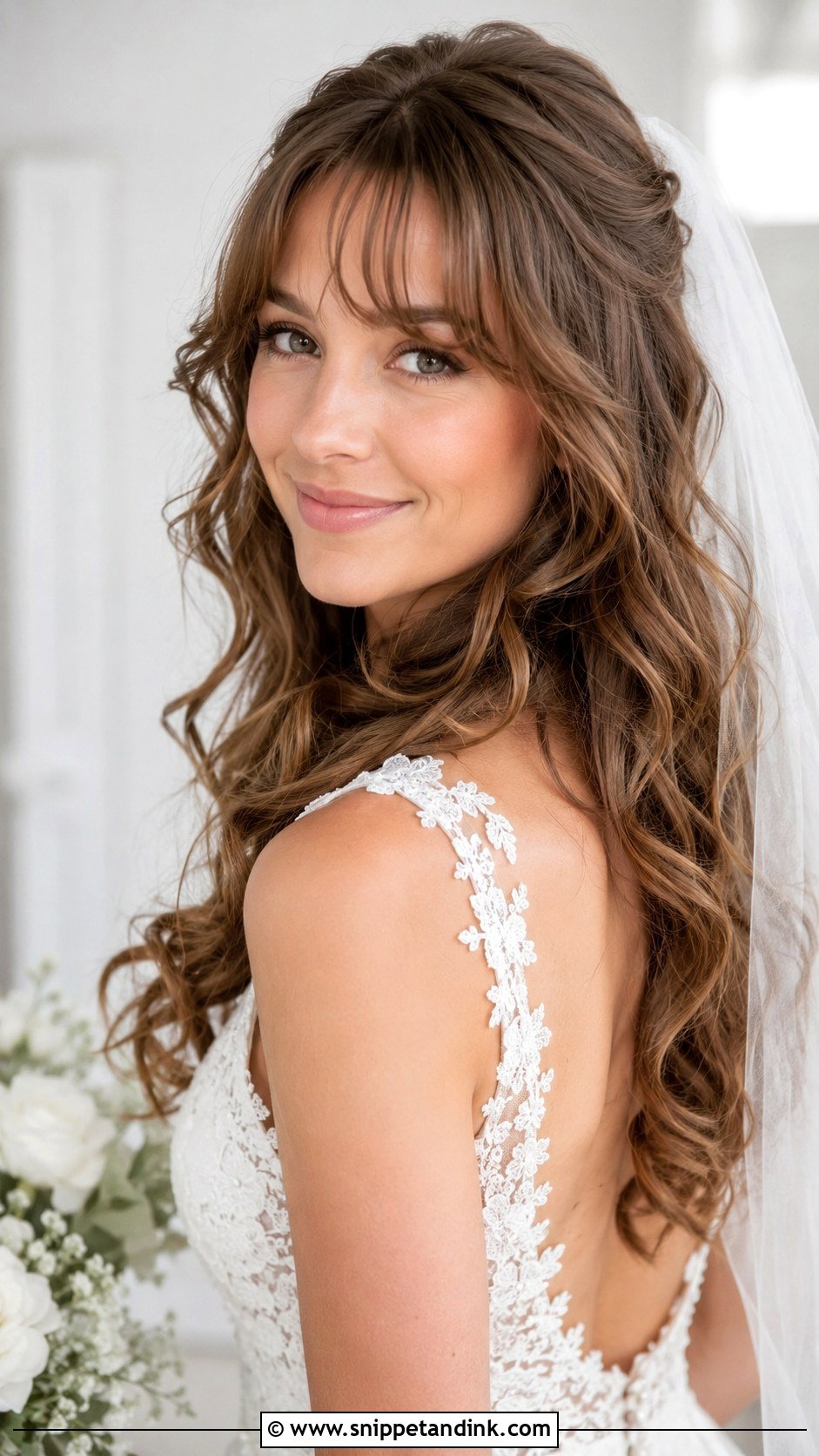 Soft Curls With Wispy Bangs - Snippet and Ink - 20 Hairstyles with Bangs for Wedding