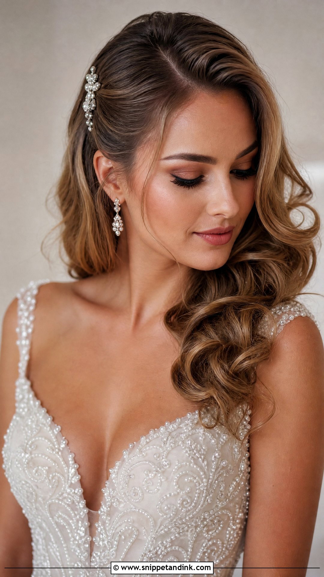 Soft Curls With a Deep Side Part - Snippet and Ink - 20 Relaxed Wedding Hair Ideas