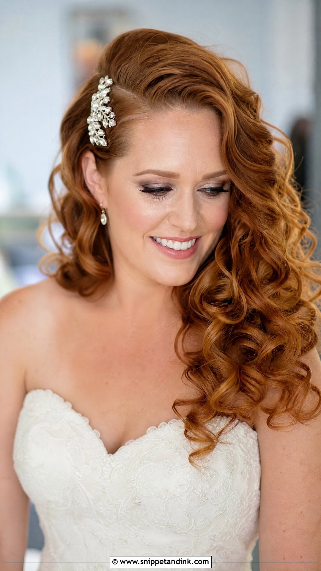 Soft Curls With a Side Part - Snippet and Ink - 20 Medium Length Wedding Hair All Down Ideas